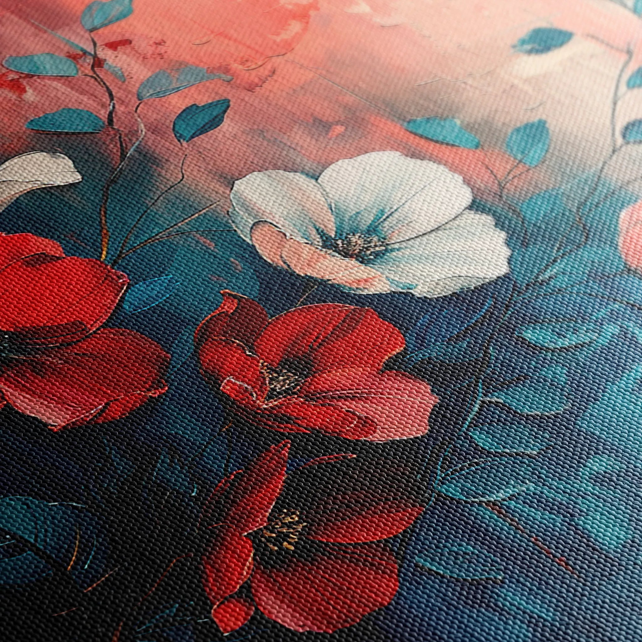 Floral 137 Canvas Art 60 x 40 cm / Black