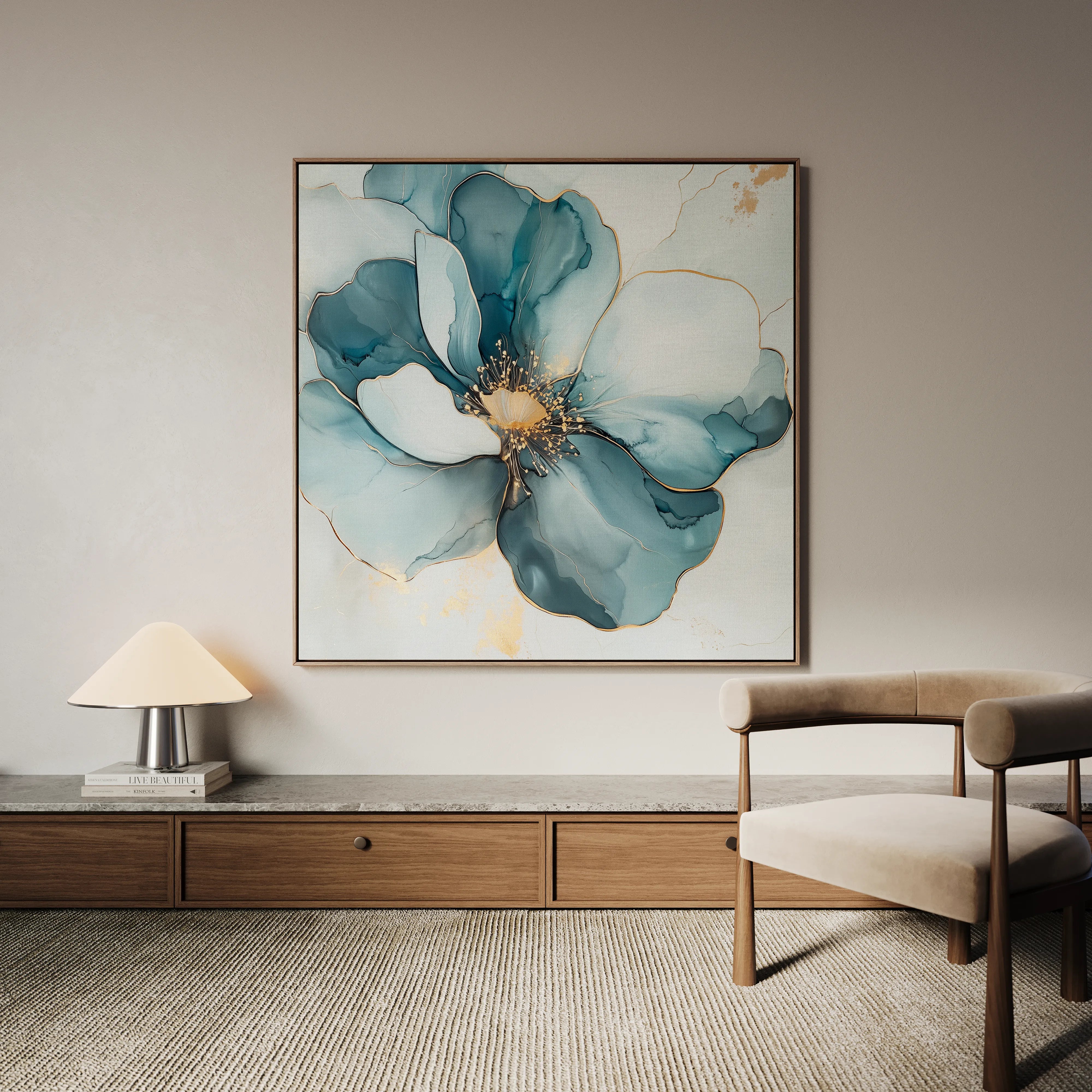 Floral 1370 Canvas Art 60 x 60 cm / Black
