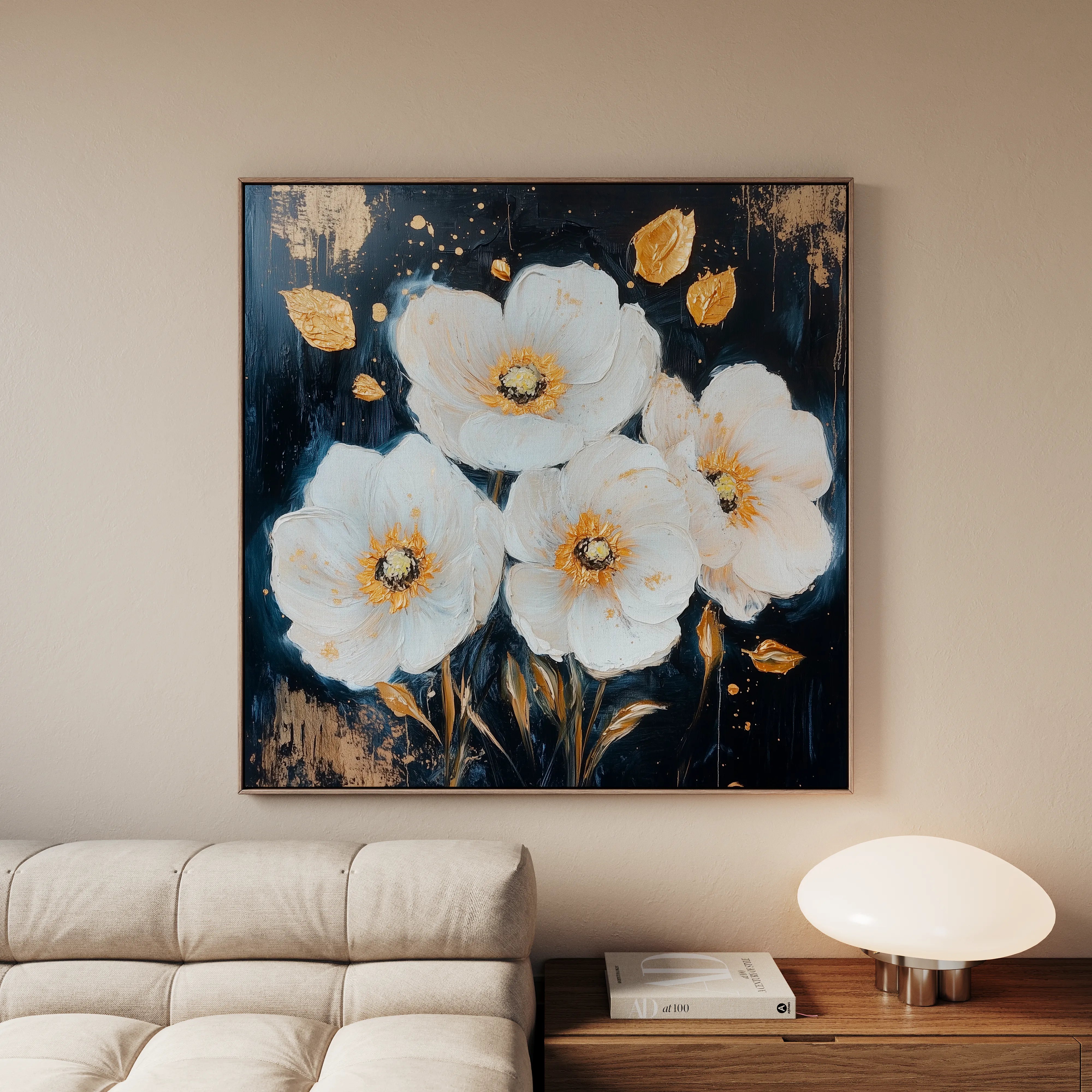 Floral 1371 Canvas Art 60 x 60 cm / Black