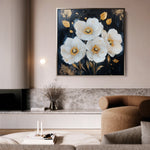 Floral 1371 Canvas Art 60 x 60 cm / Black