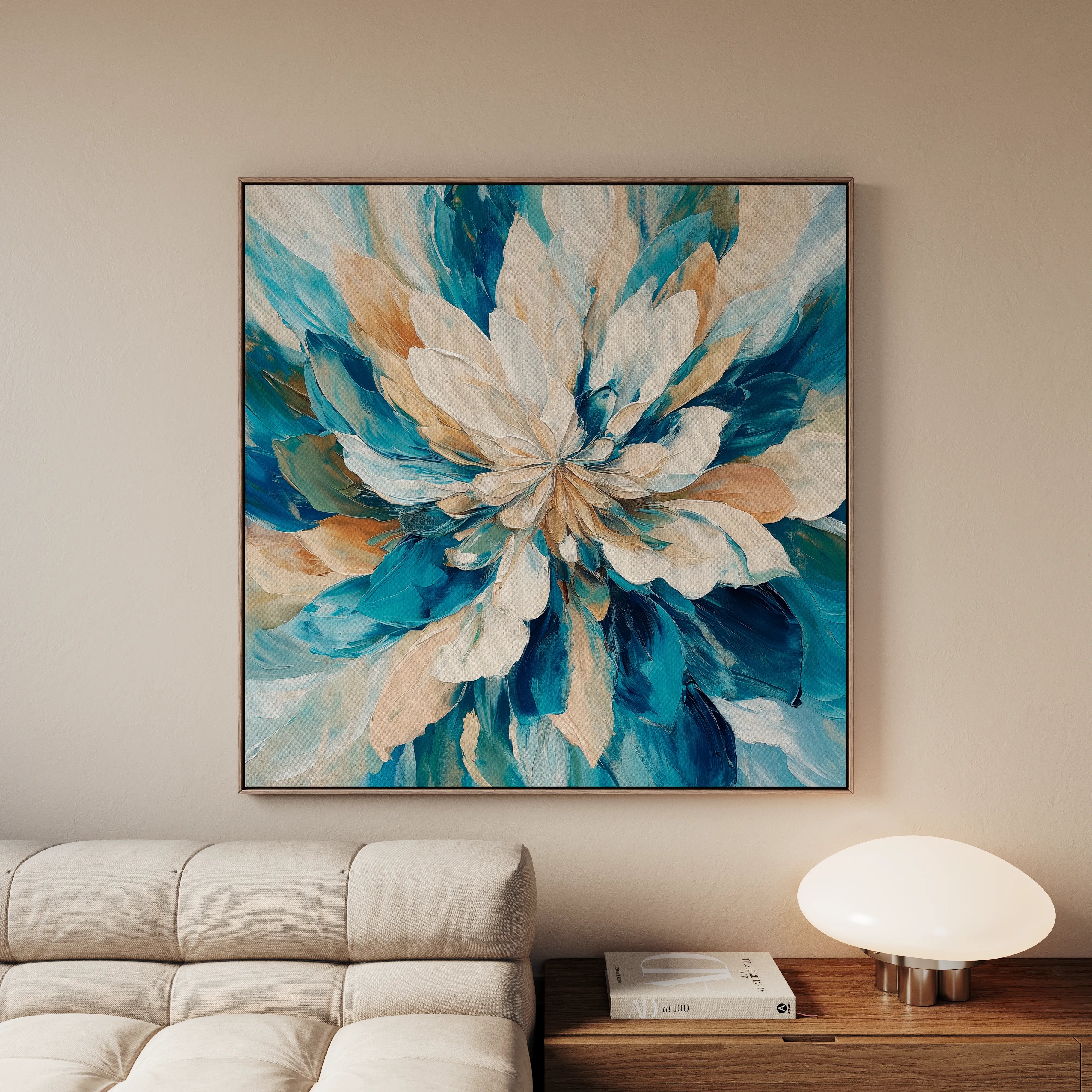Floral 1374 Canvas Art 60 x 60 cm / Black