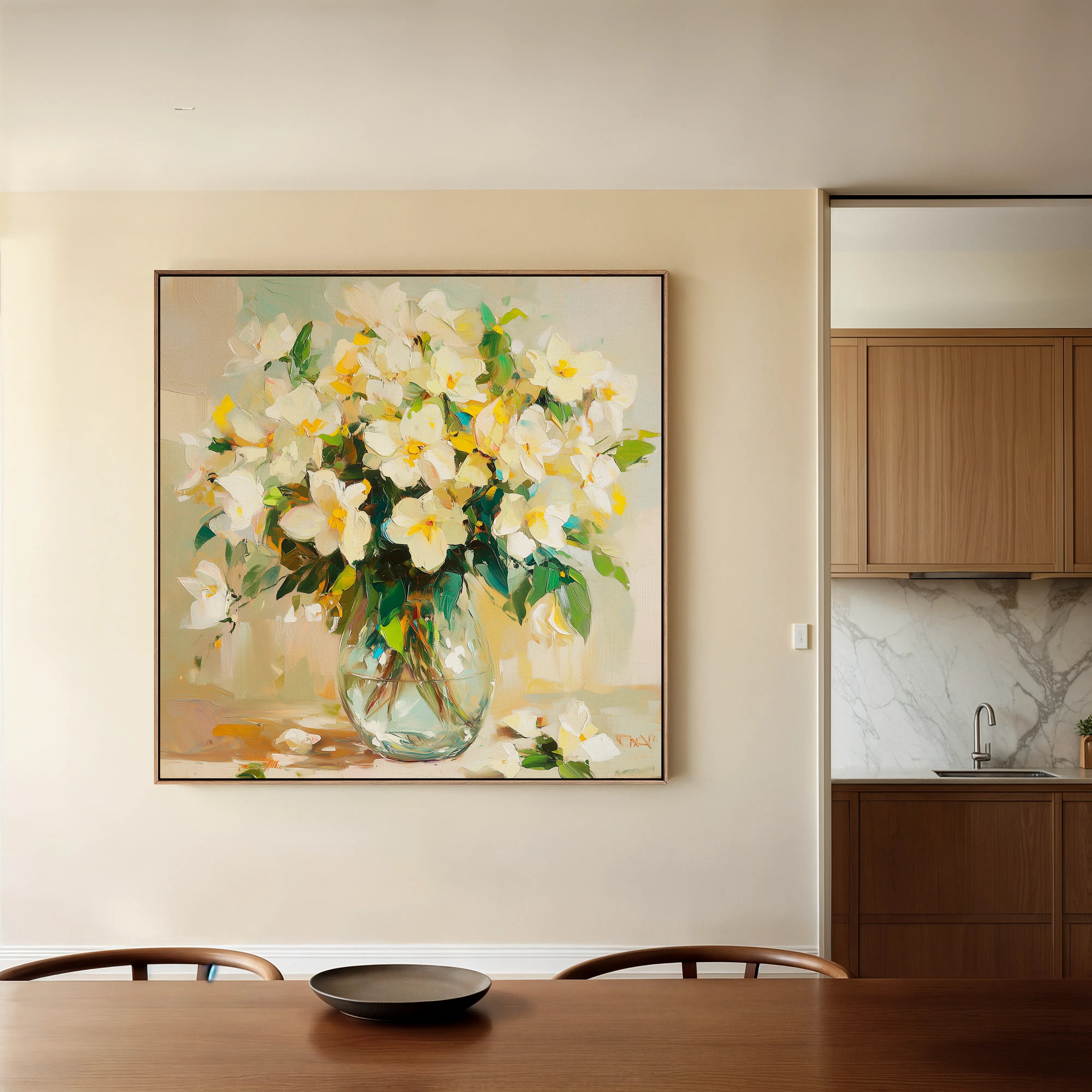 Floral 1375 Canvas Art 60 x 60 cm / Black