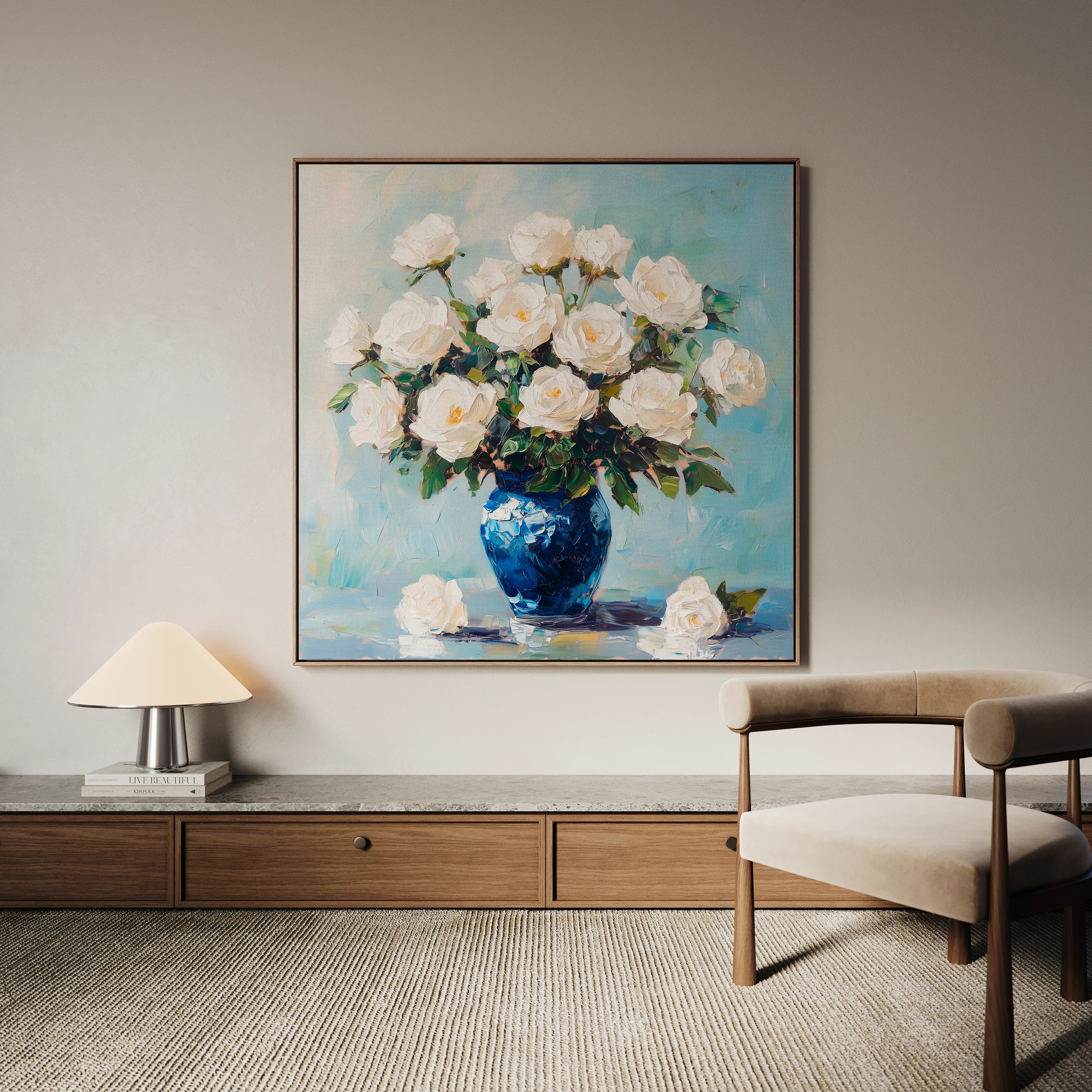 Floral 1376 Canvas Art 60 x 60 cm / Black