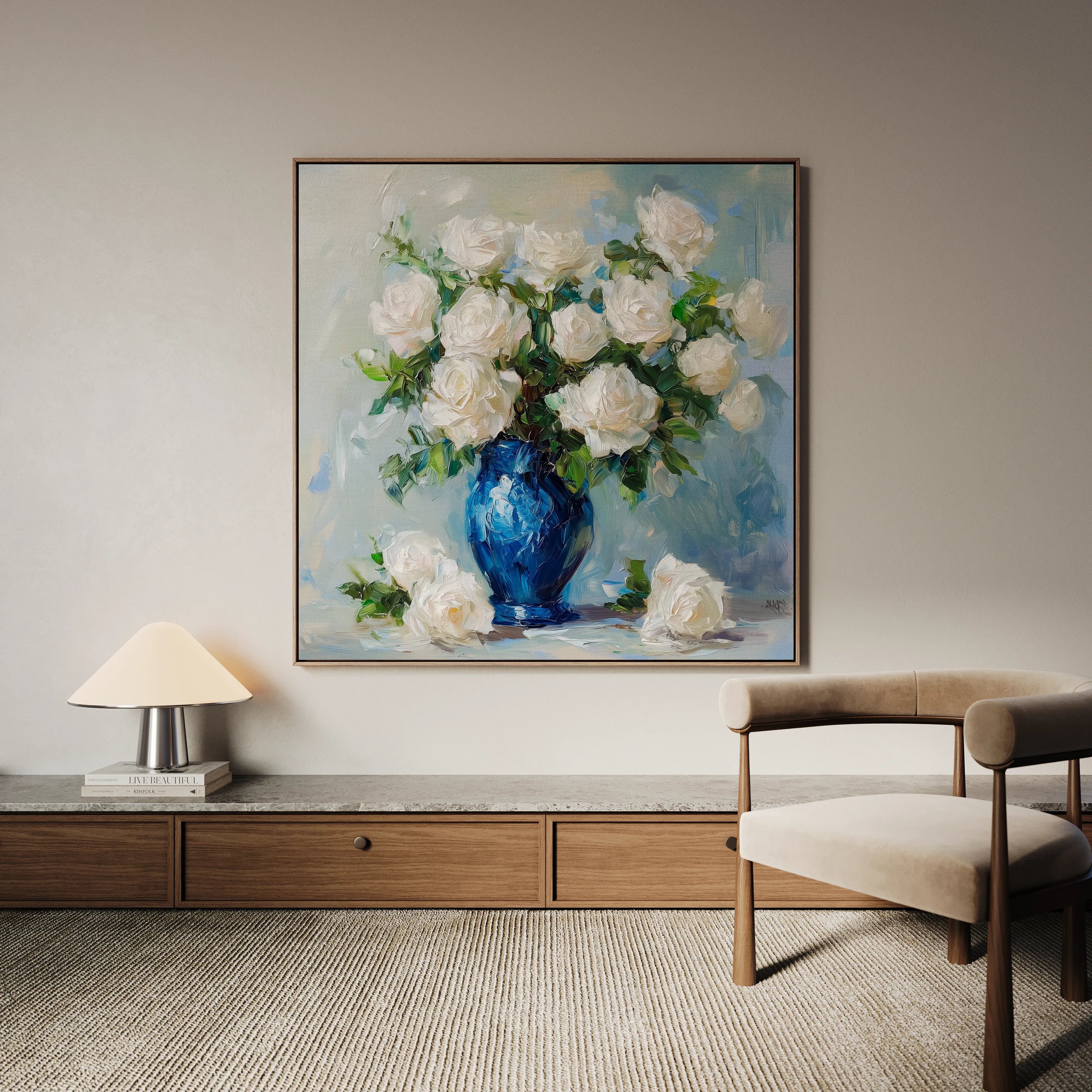 Floral 1377 Canvas Art 60 x 60 cm / Black