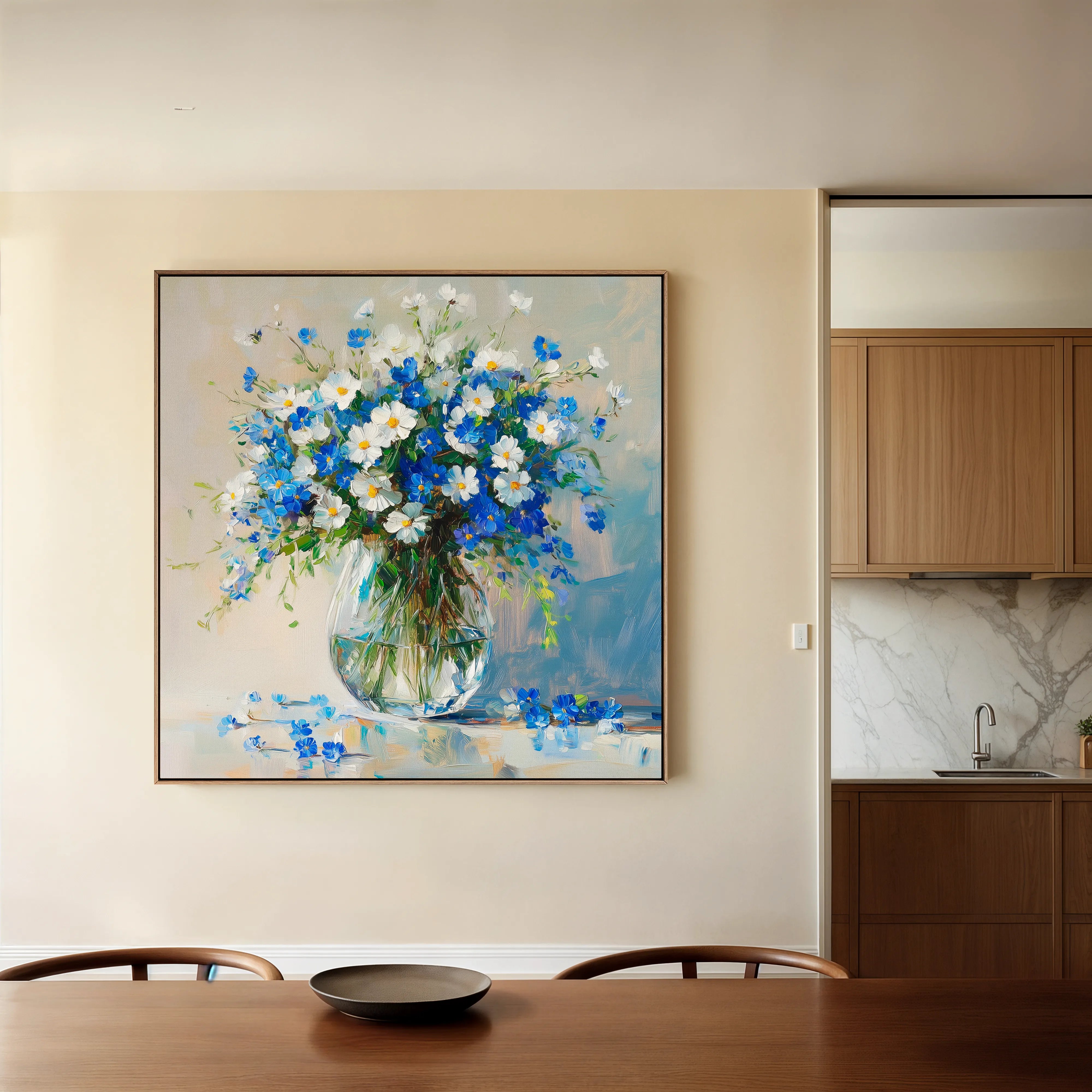Floral 1378 Canvas Art 60 x 60 cm / Black