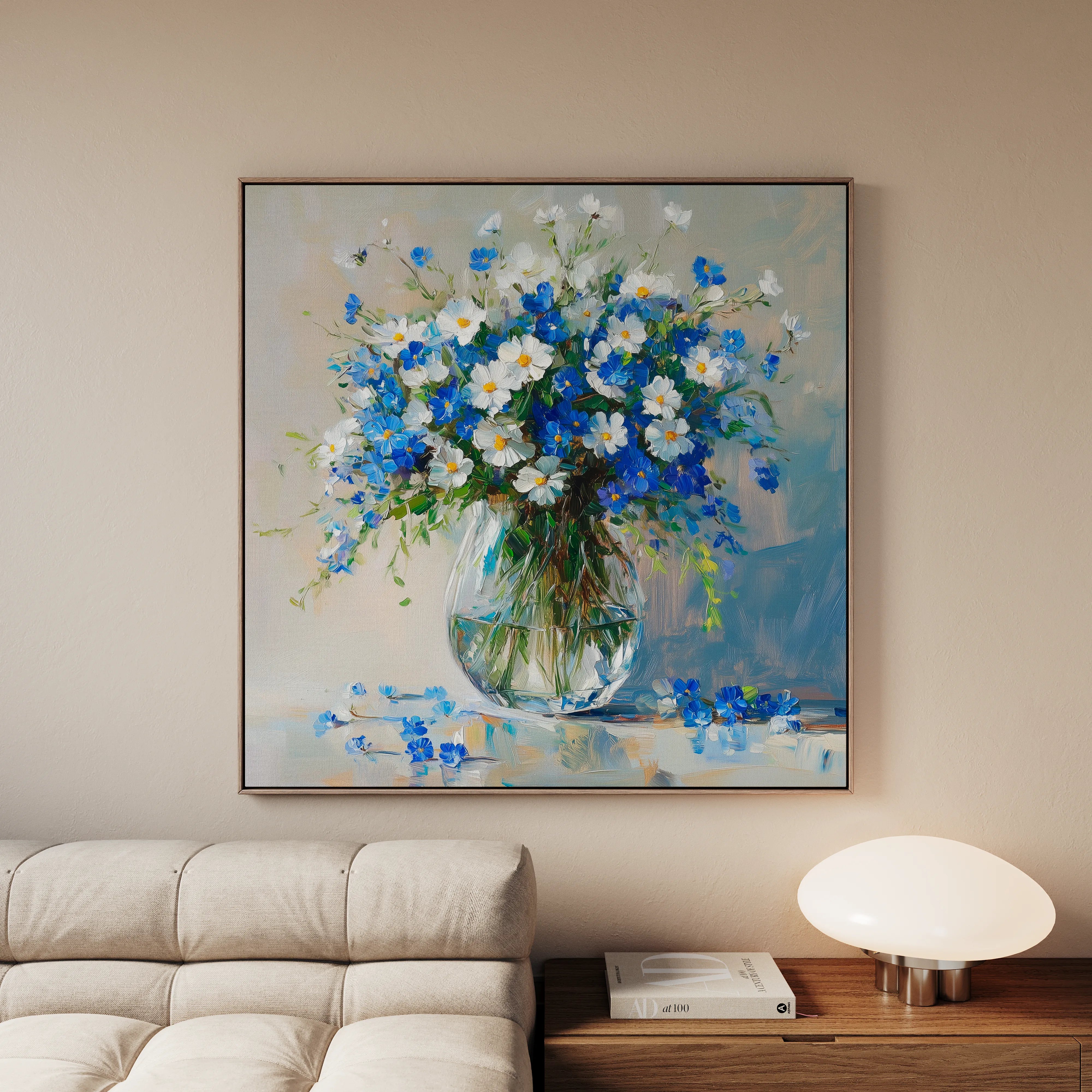 Floral 1378 Canvas Art 60 x 60 cm / Black