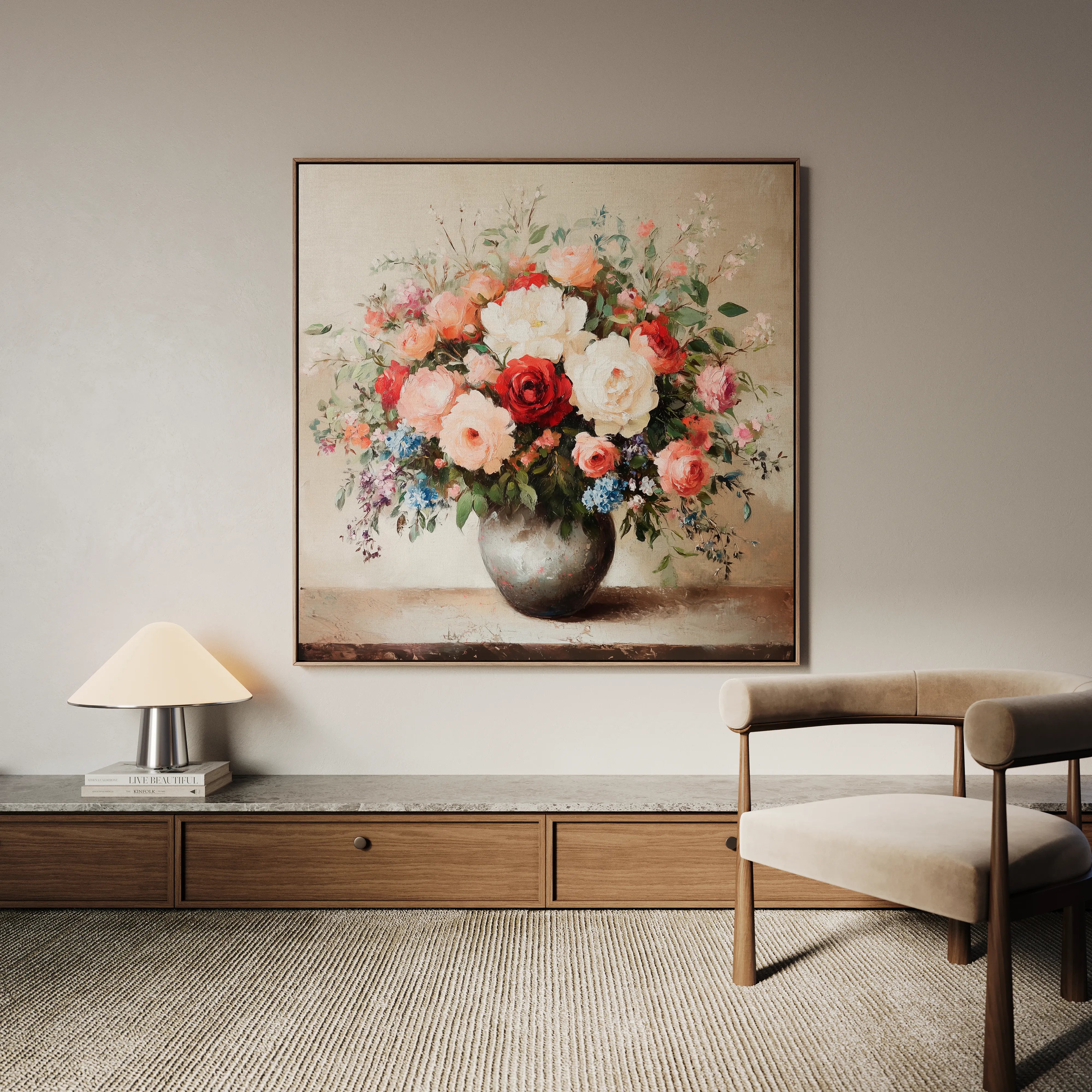 Floral 1379 Canvas Art 60 x 60 cm / Black