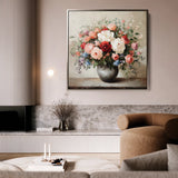Floral 1379 Canvas Art 60 x 60 cm / Black