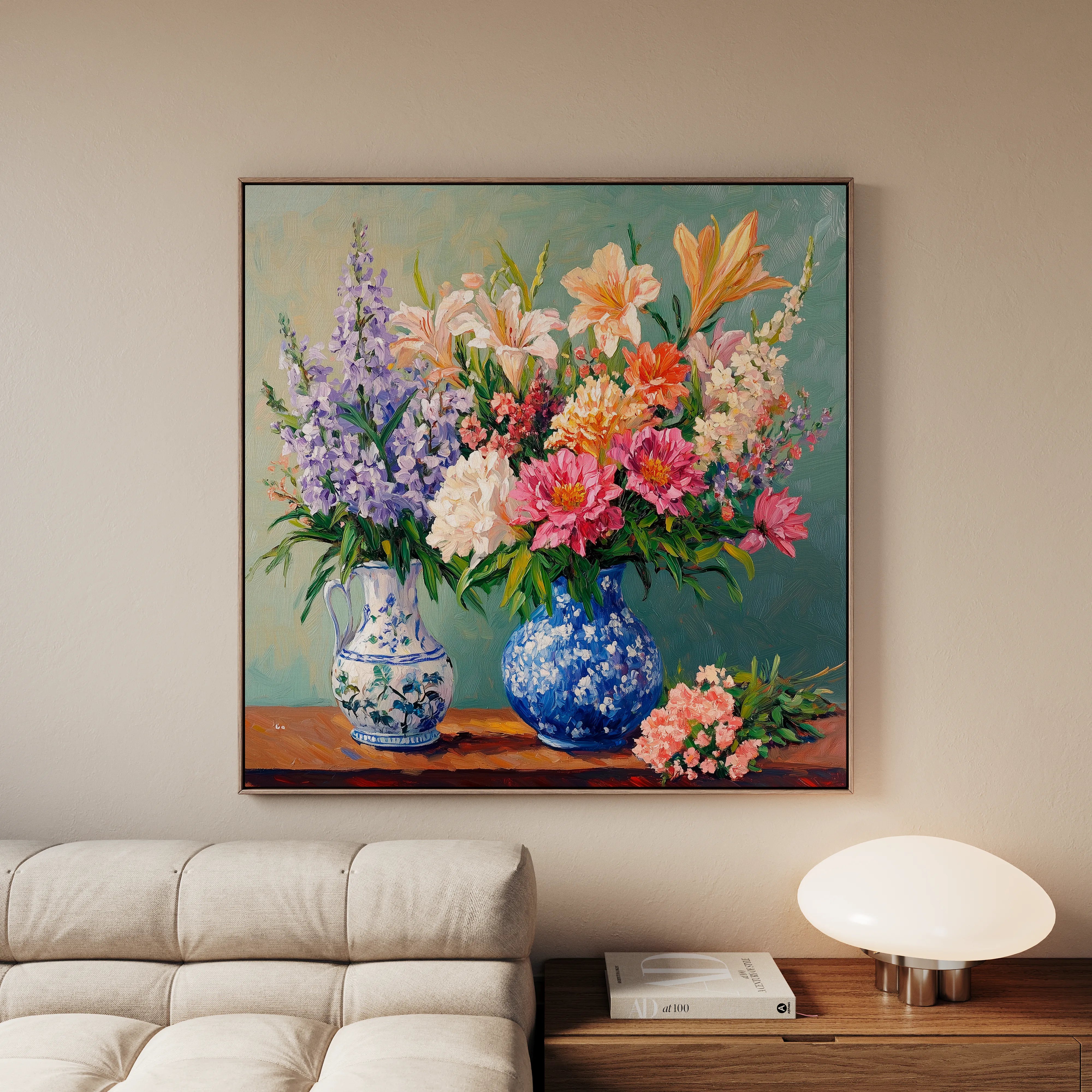 Floral 1380 Canvas Art 60 x 60 cm / Black