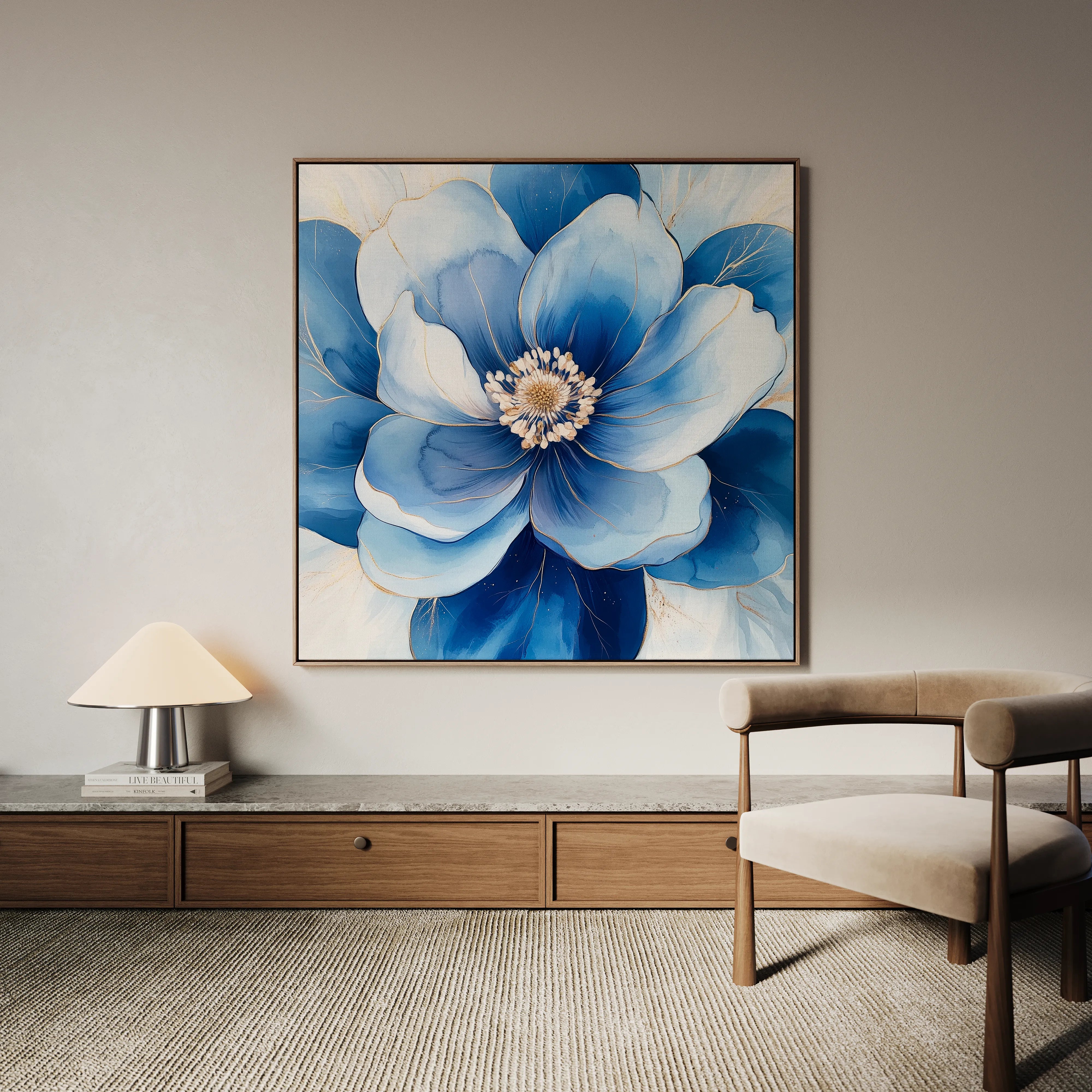 Floral 1382 Canvas Art 60 x 60 cm / Black