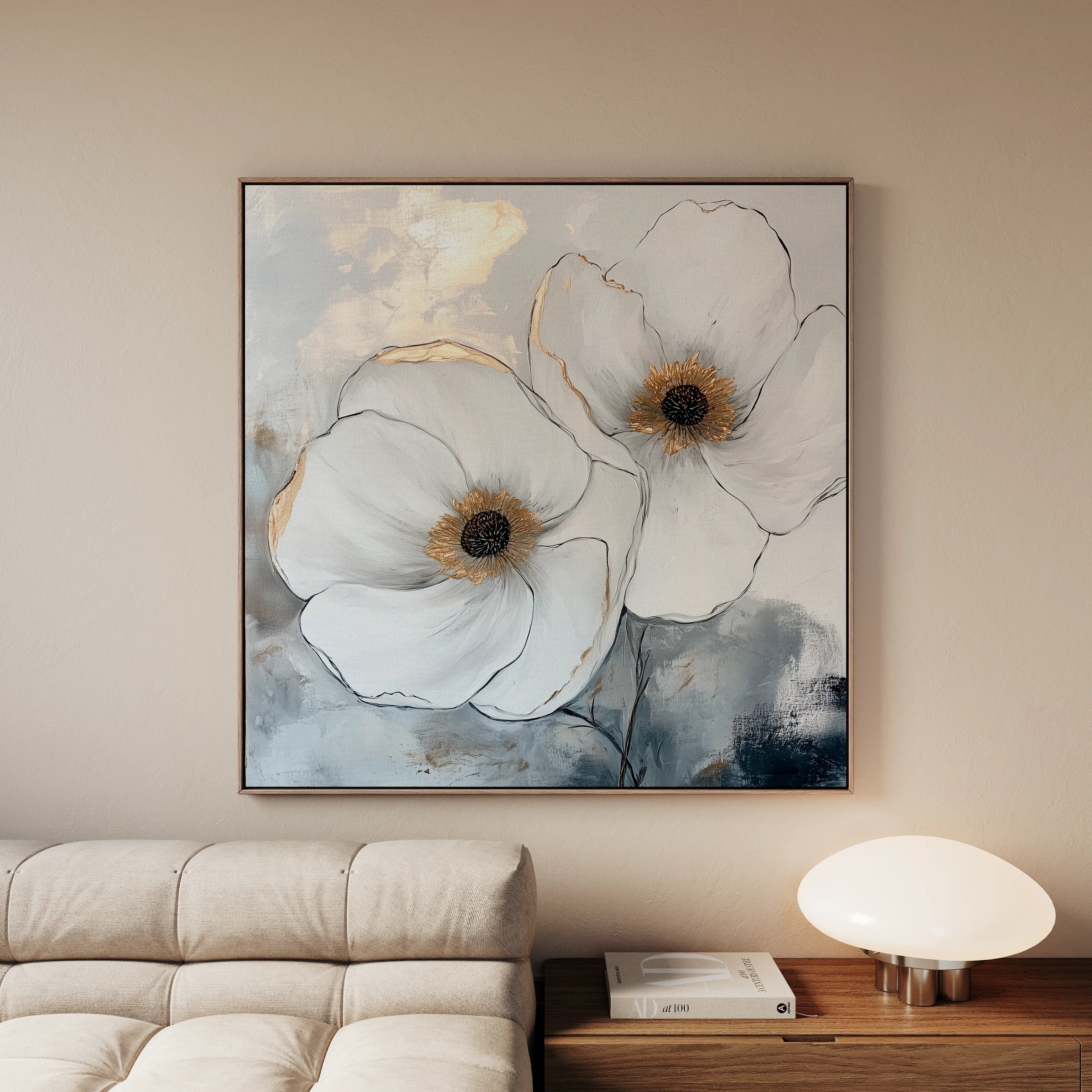 Floral 1383 Canvas Art 60 x 60 cm / Black