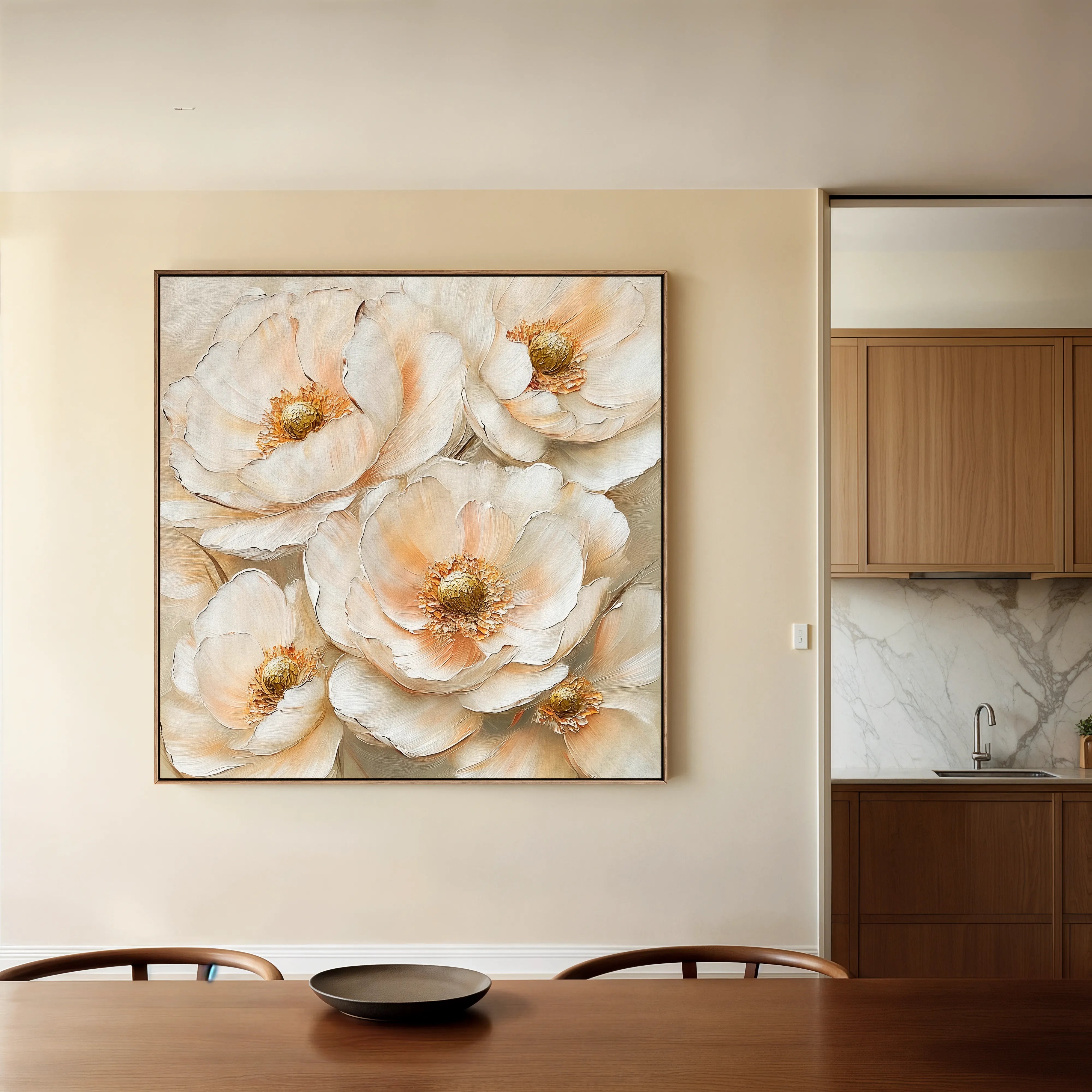 Floral 1384 Canvas Art 60 x 60 cm / Black