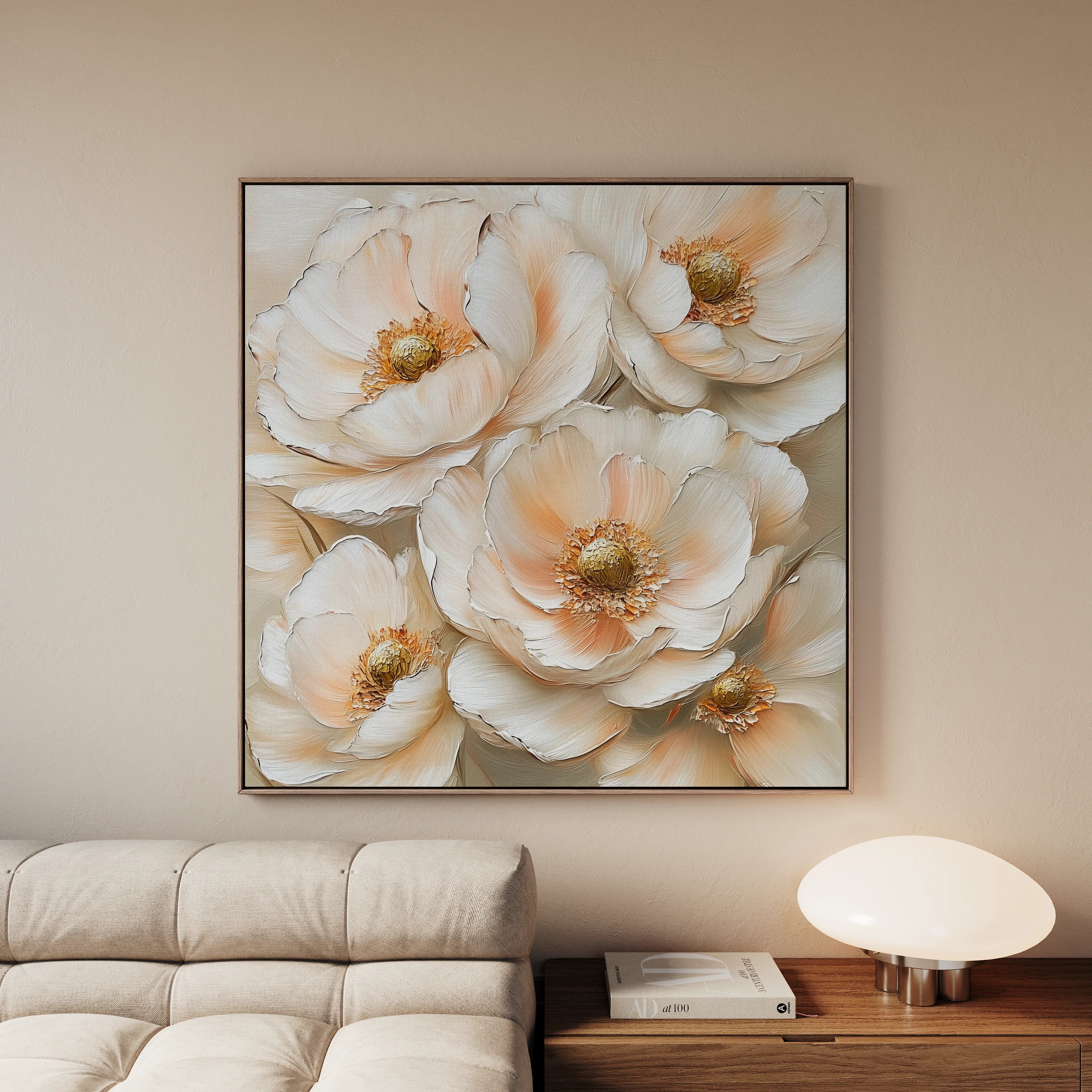 Floral 1384 Canvas Art 60 x 60 cm / Black