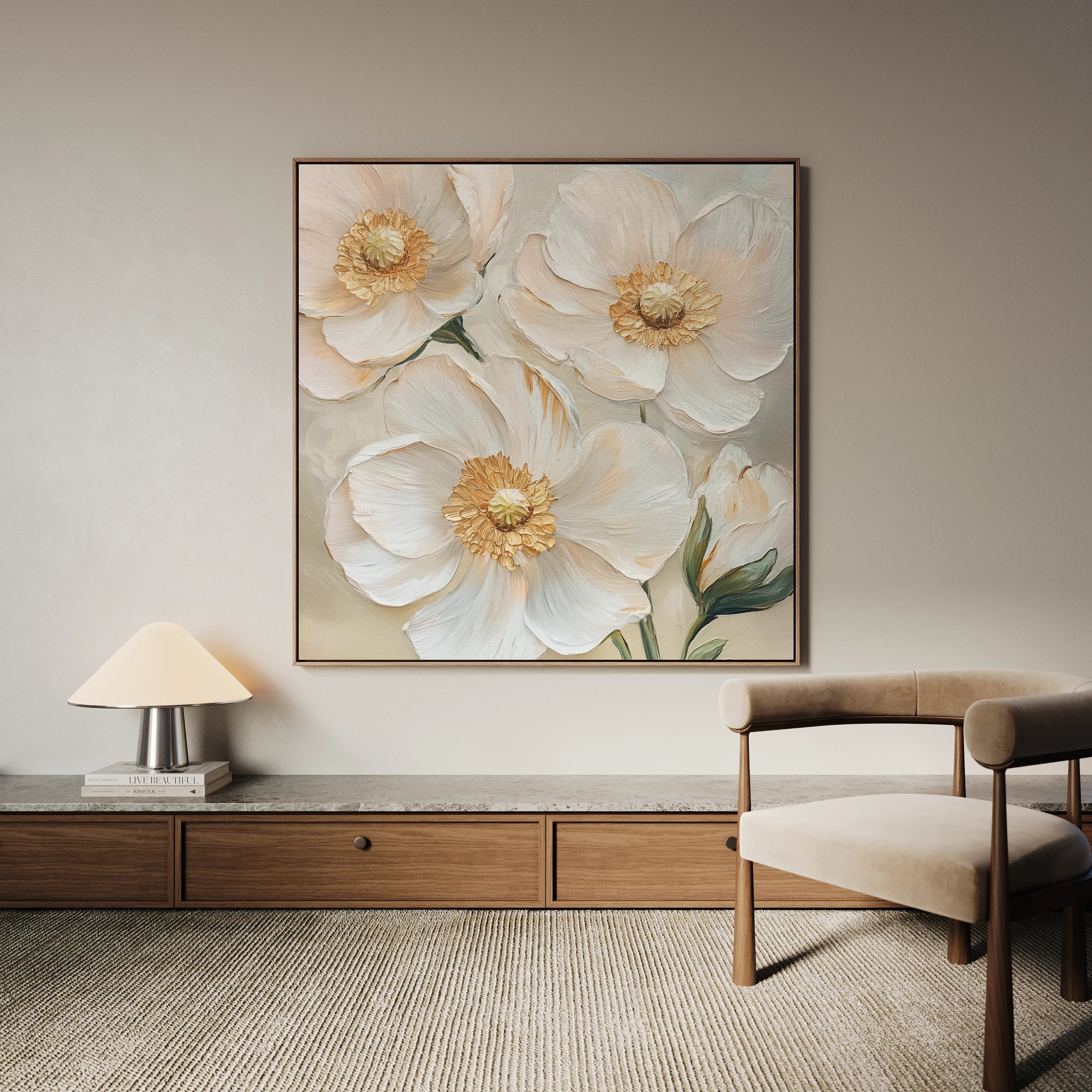 Floral 1385 Canvas Art 60 x 60 cm / Black