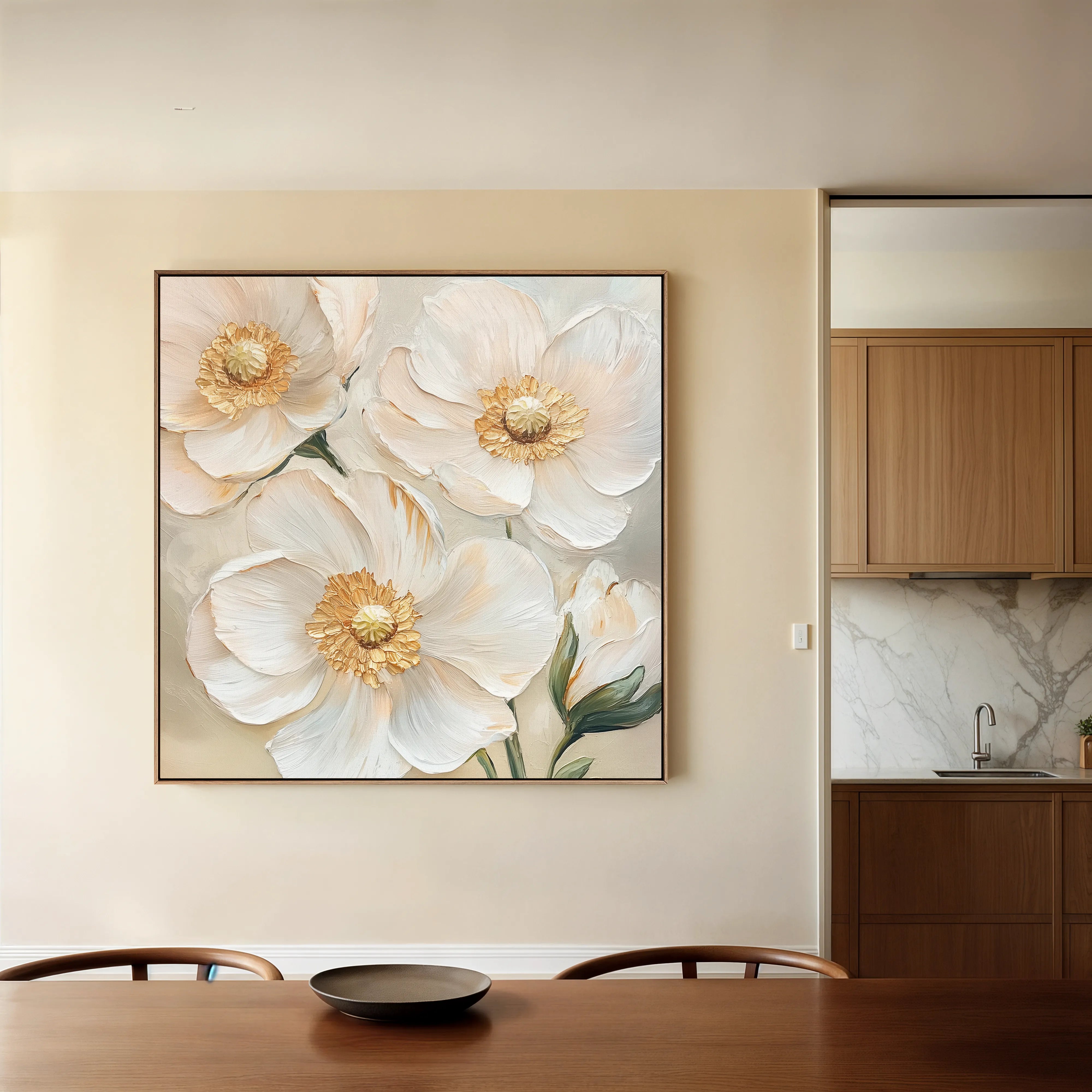 Floral 1385 Canvas Art 60 x 60 cm / Black