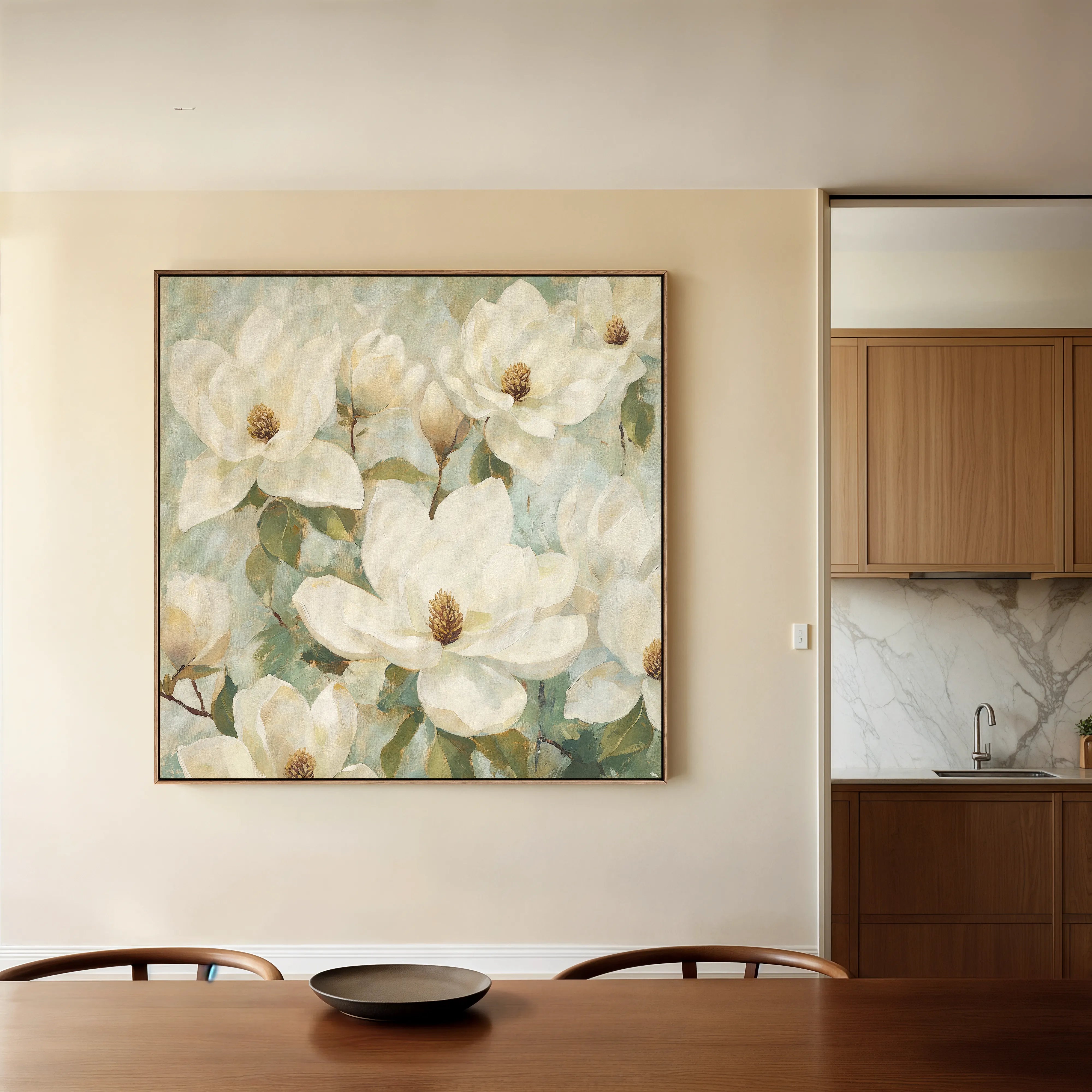 Floral 1387 Canvas Art 60 x 60 cm / Black