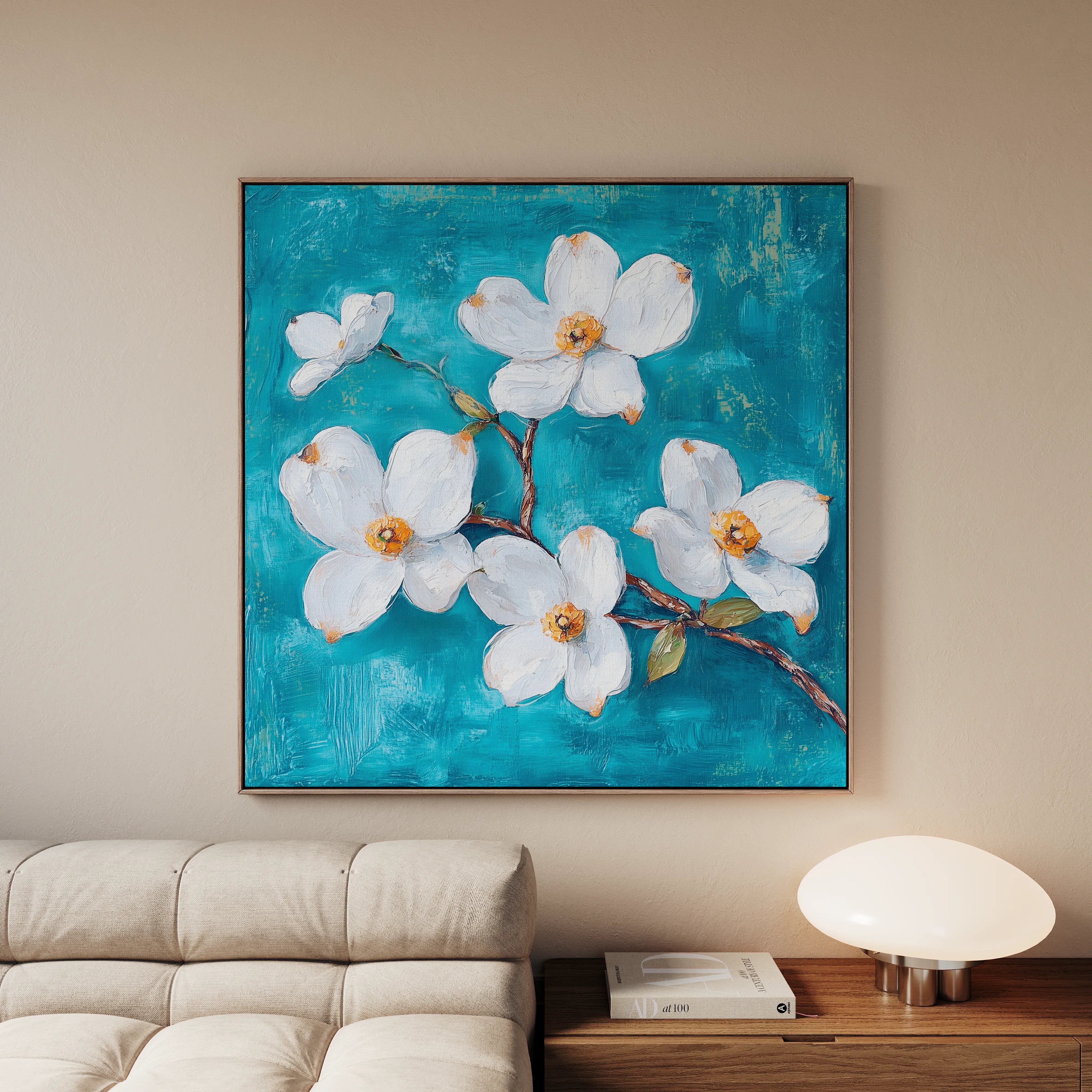 Floral 1389 Canvas Art 60 x 60 cm / Black