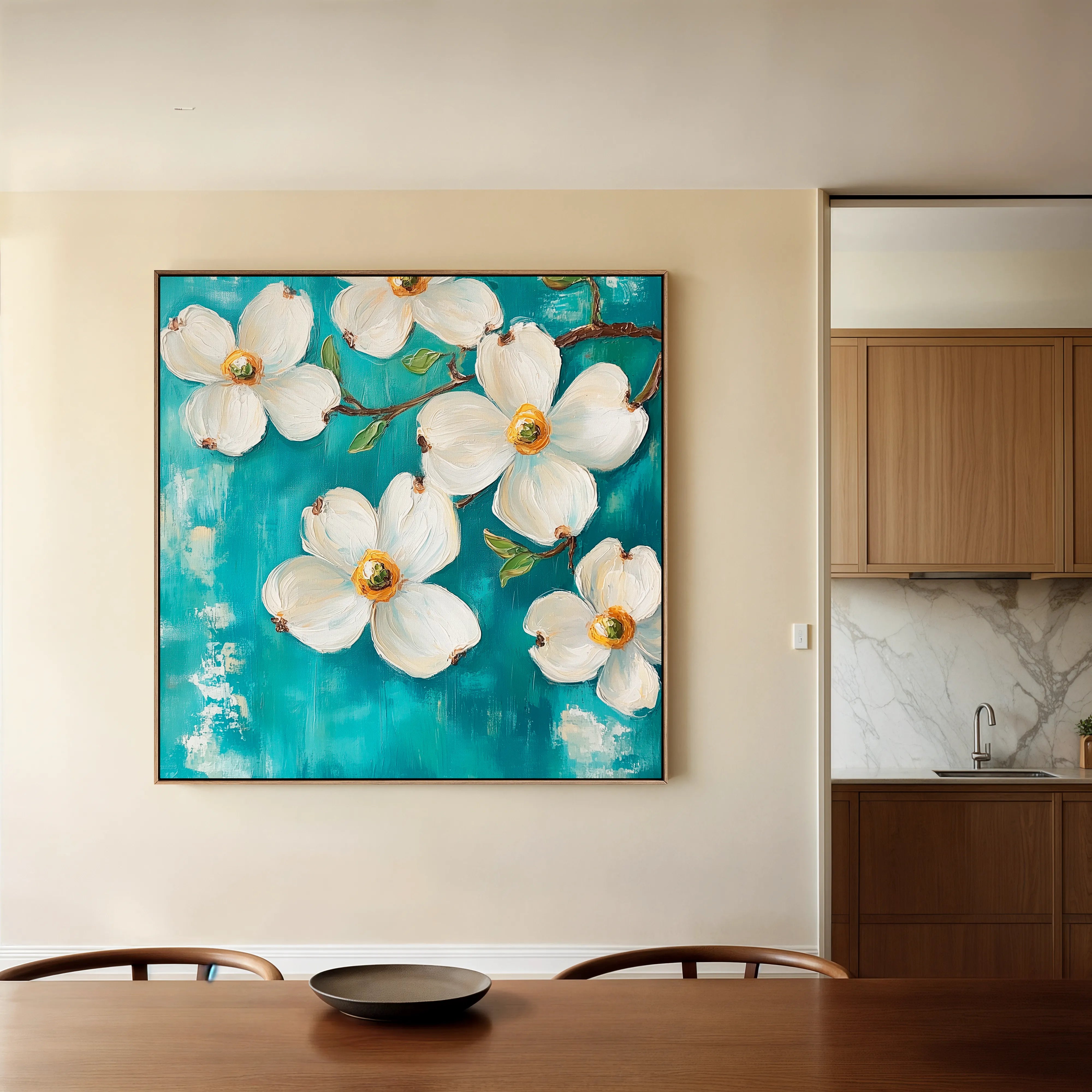 Floral 1390 Canvas Art 60 x 60 cm / Black