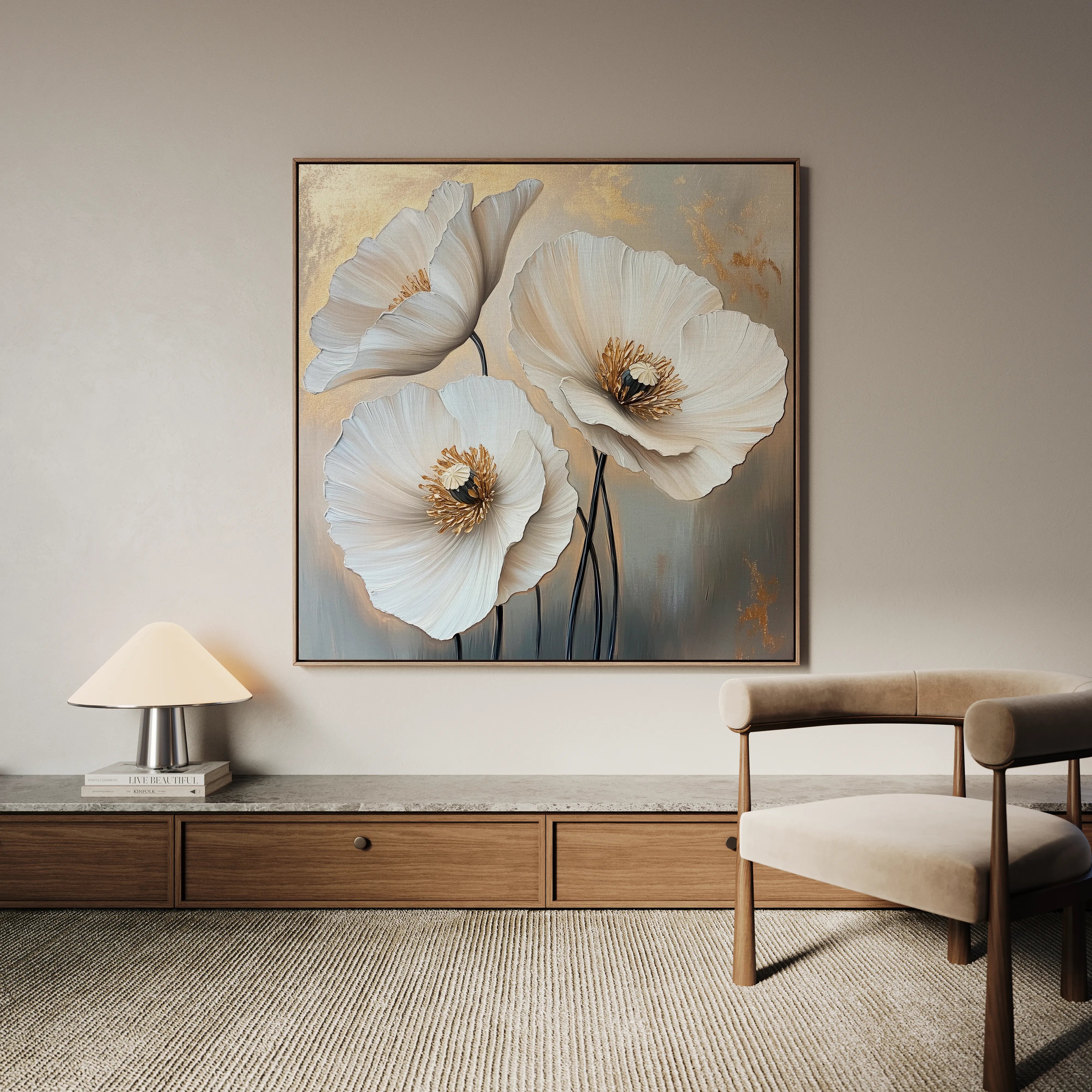 Floral 1391 Canvas Art 60 x 60 cm / Black