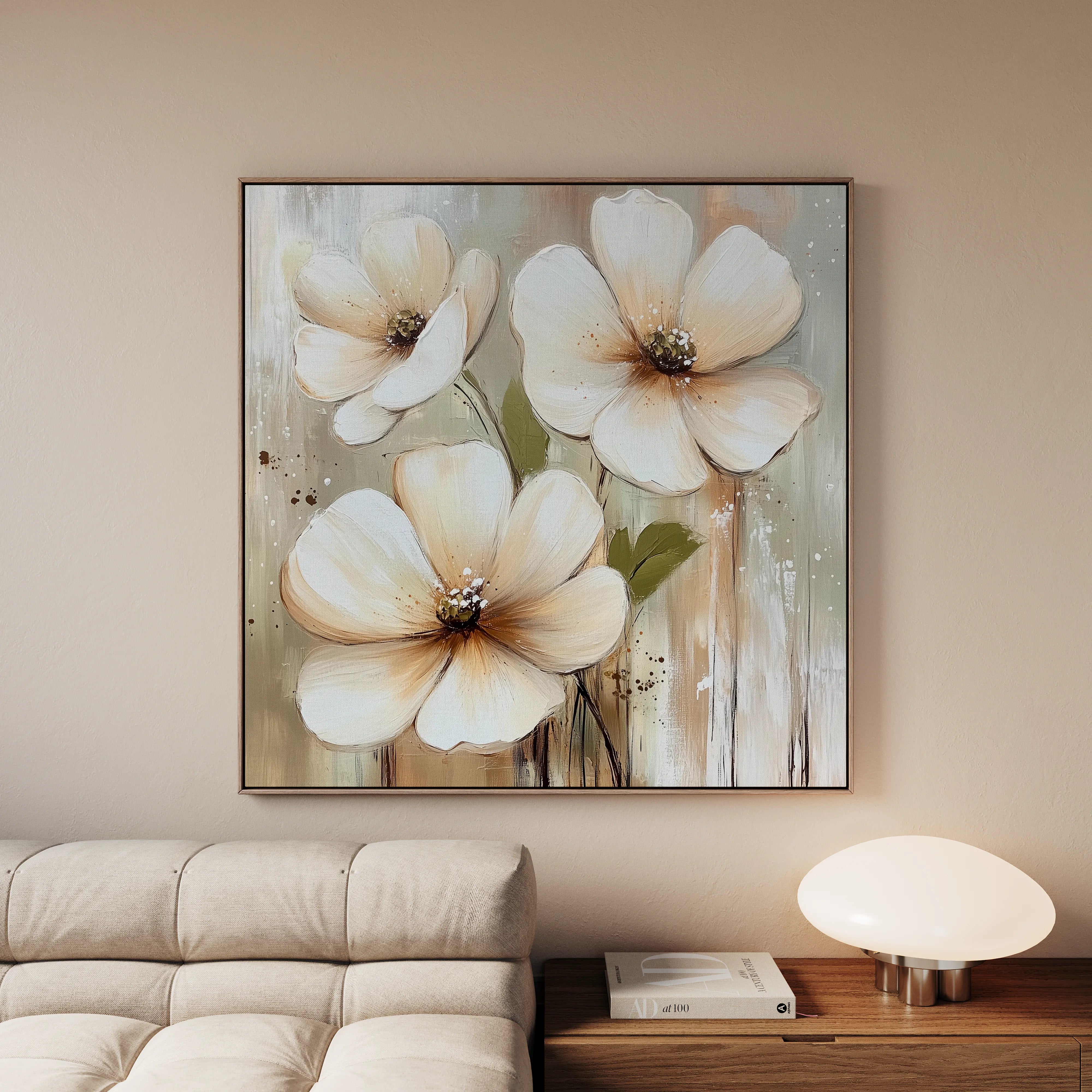 Floral 1392 Canvas Art 60 x 60 cm / Black