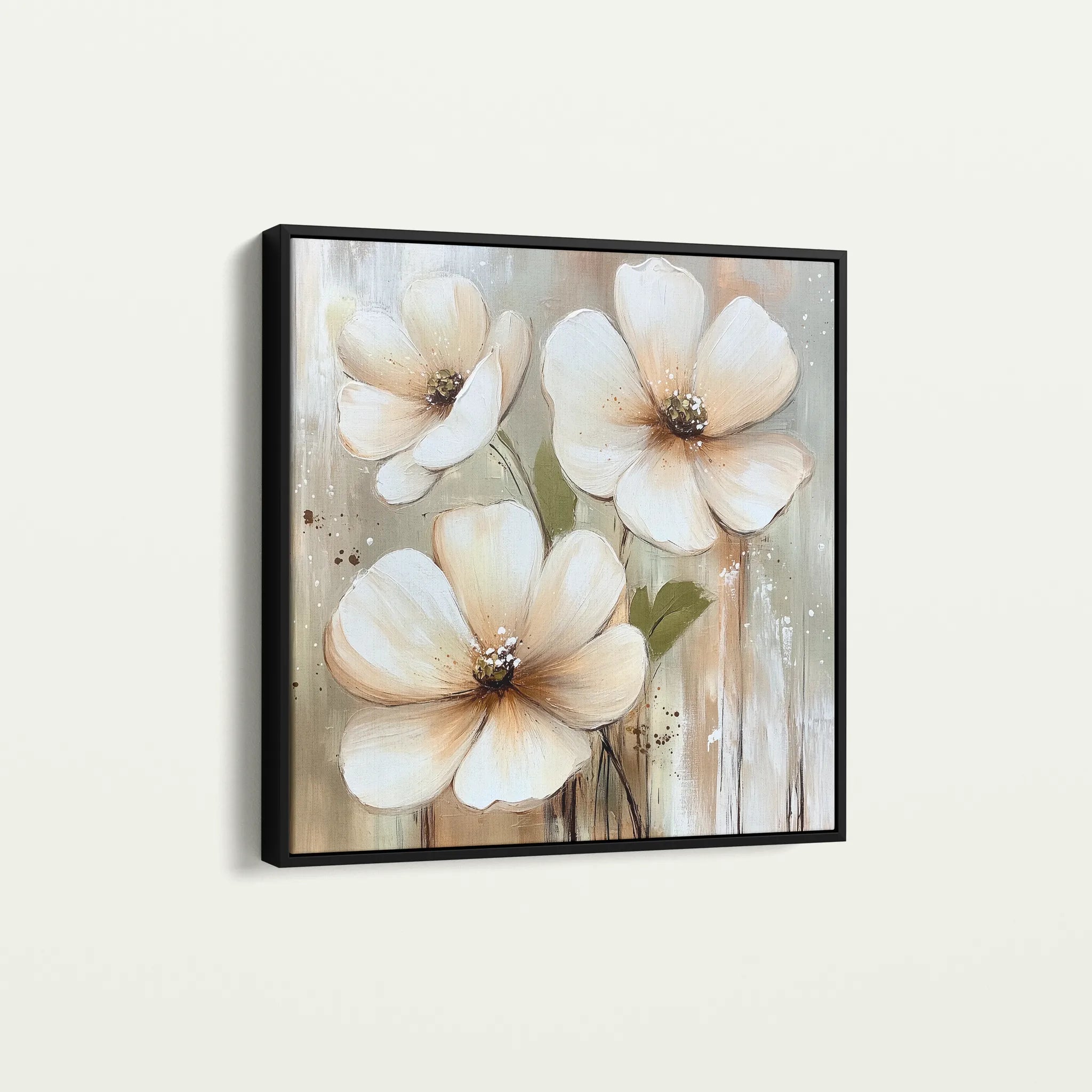 Floral 1392 Canvas Art 60 x 60 cm / Black
