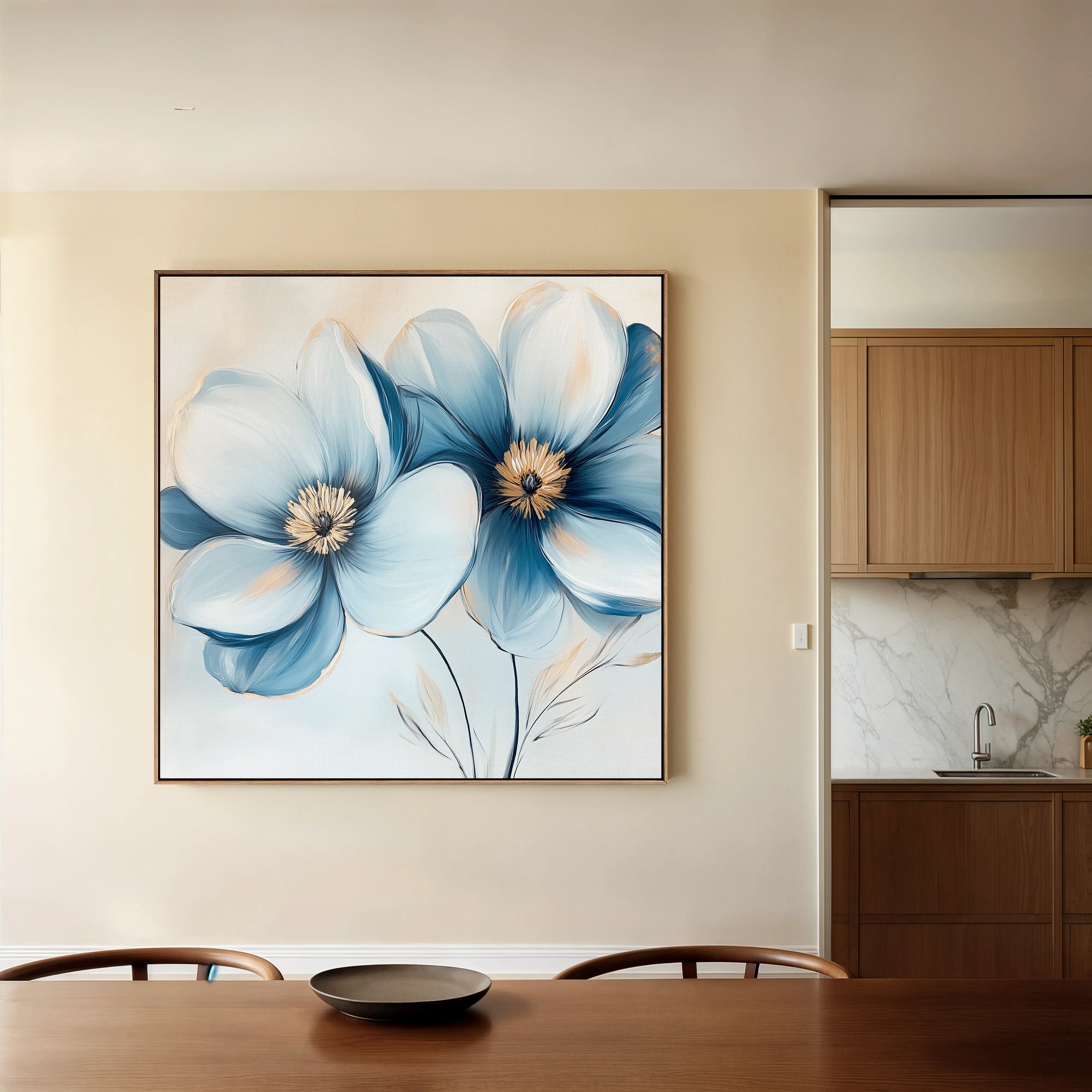 Floral 1393 Canvas Art 60 x 60 cm / Black