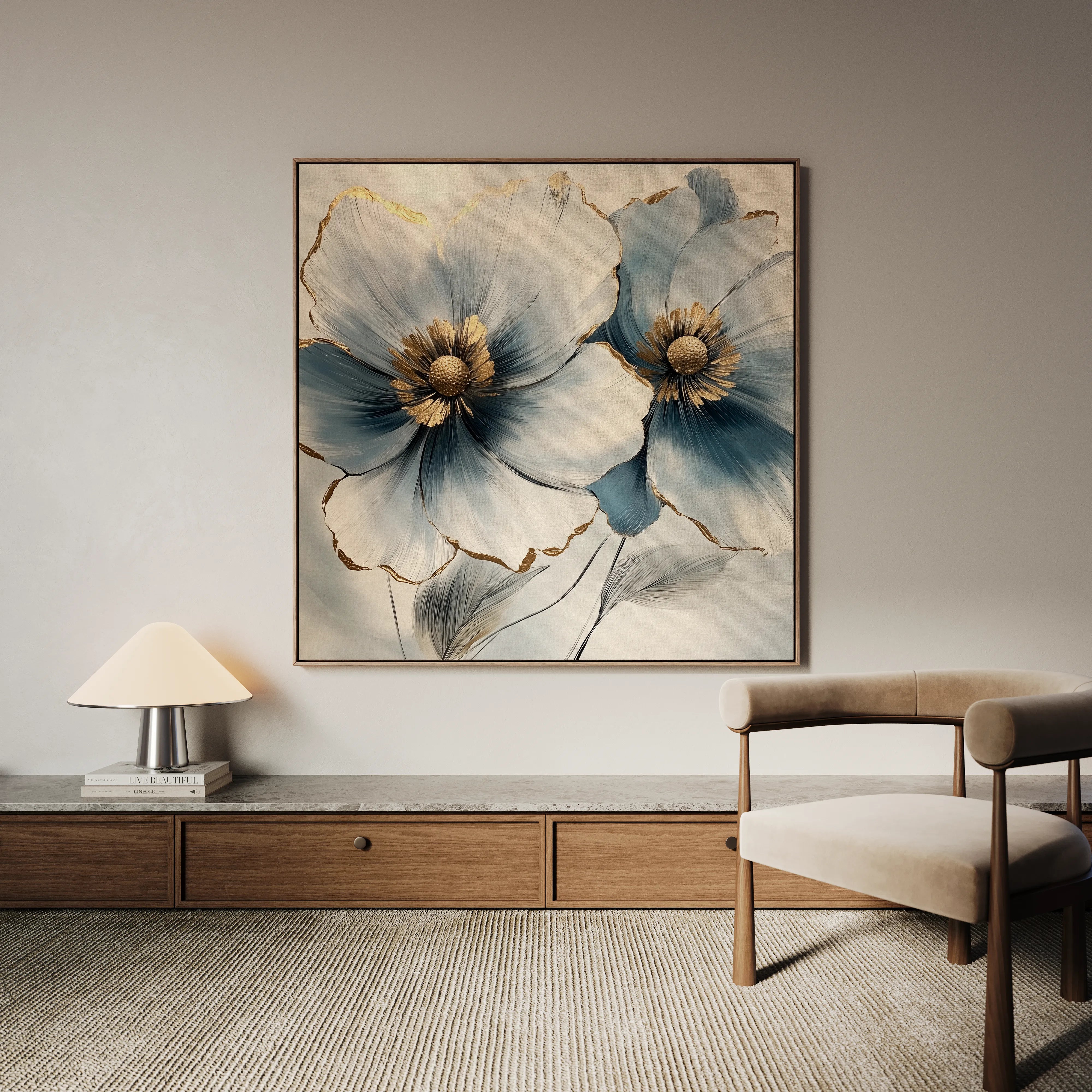 Floral 1394 Canvas Art 60 x 60 cm / Black