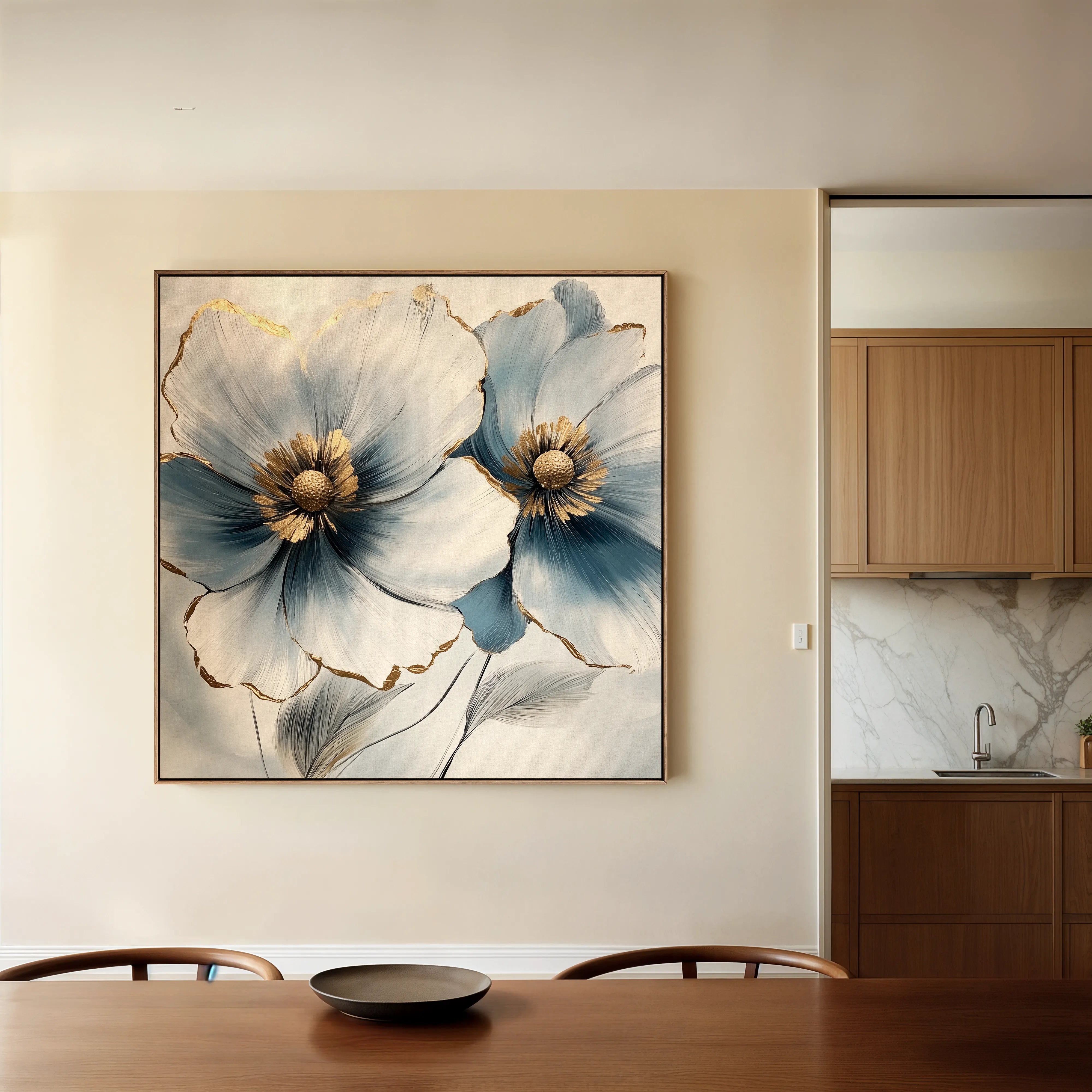 Floral 1394 Canvas Art 60 x 60 cm / Black