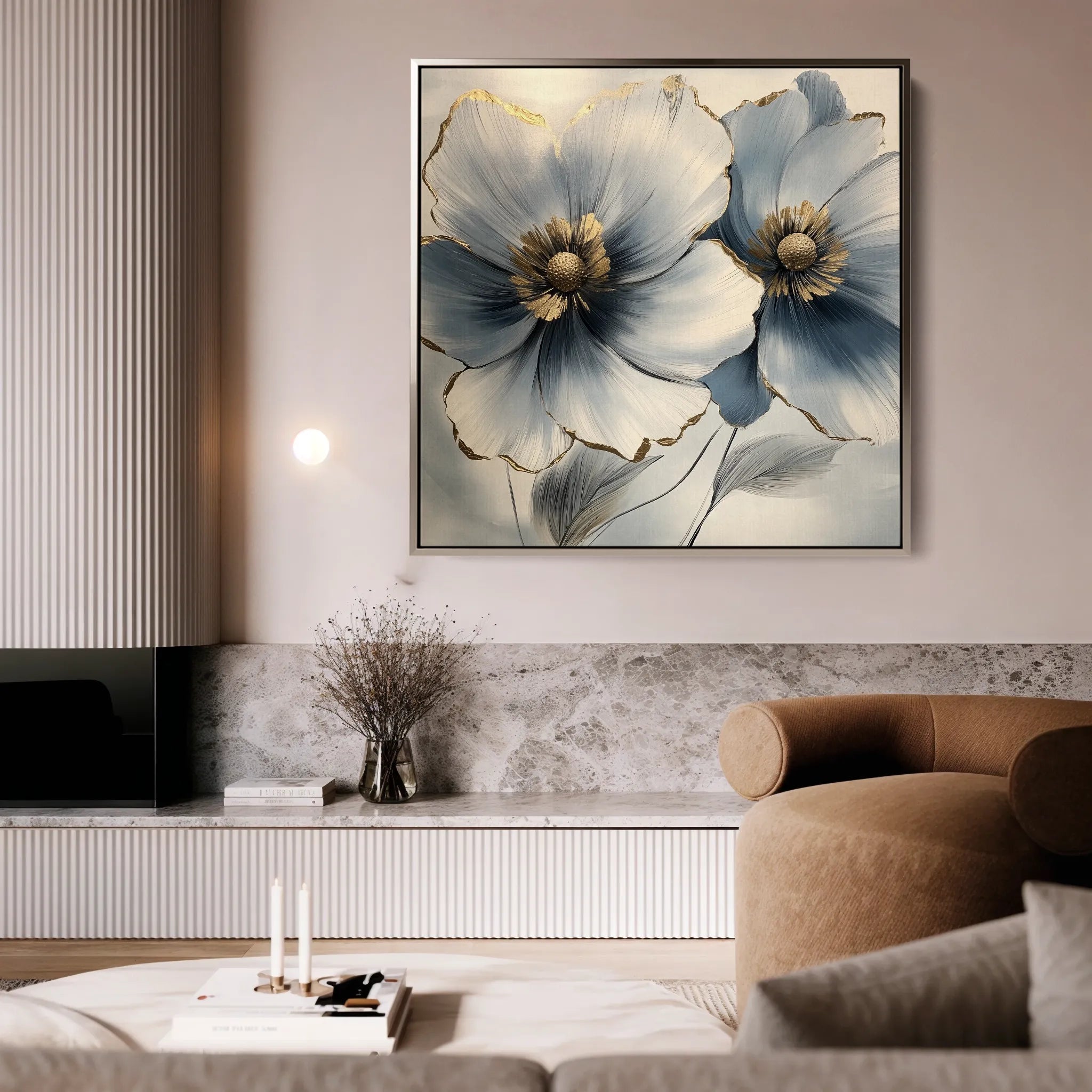 Floral 1394 Canvas Art 60 x 60 cm / Black