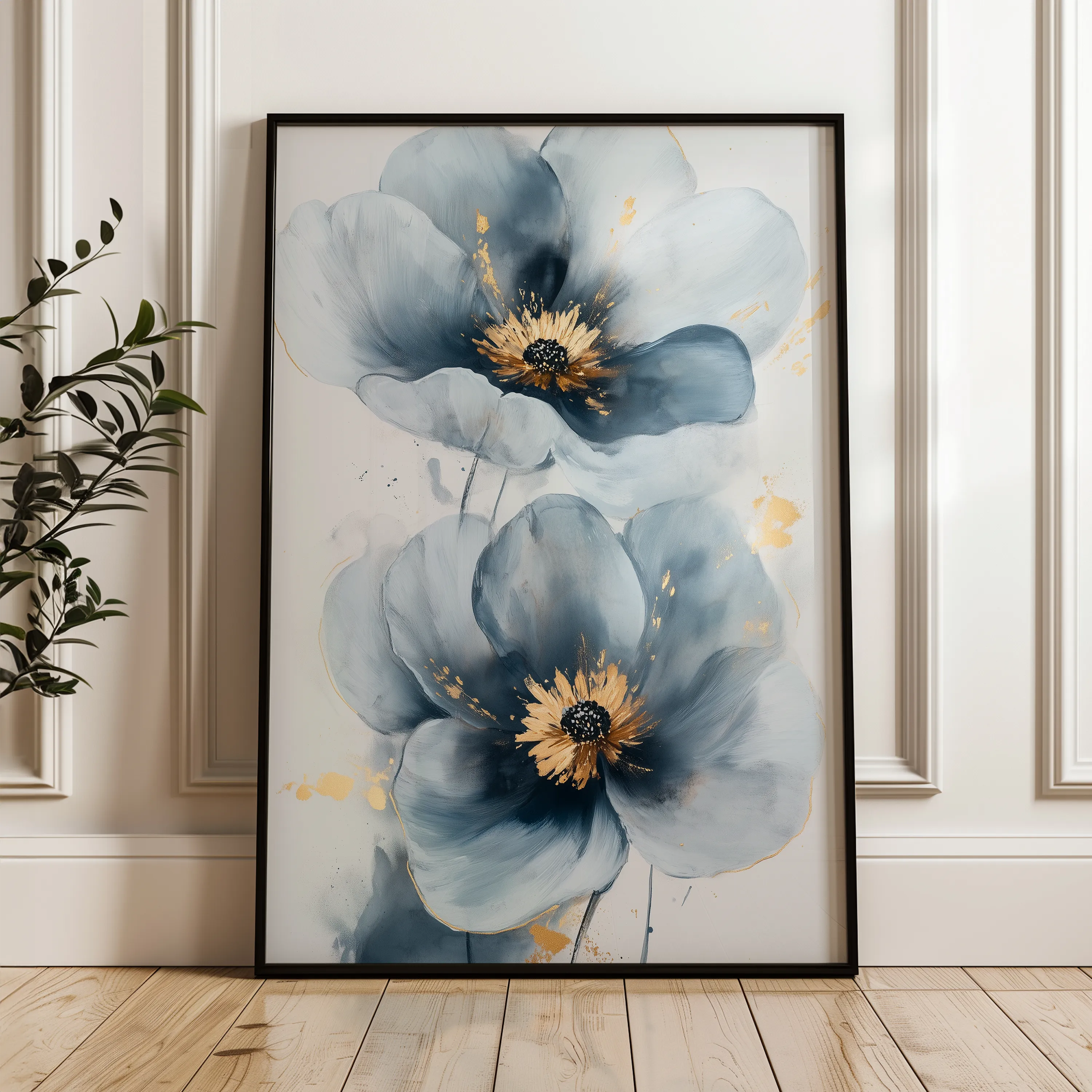 Floral 1395 Canvas Art 60 x 40 cm / Black