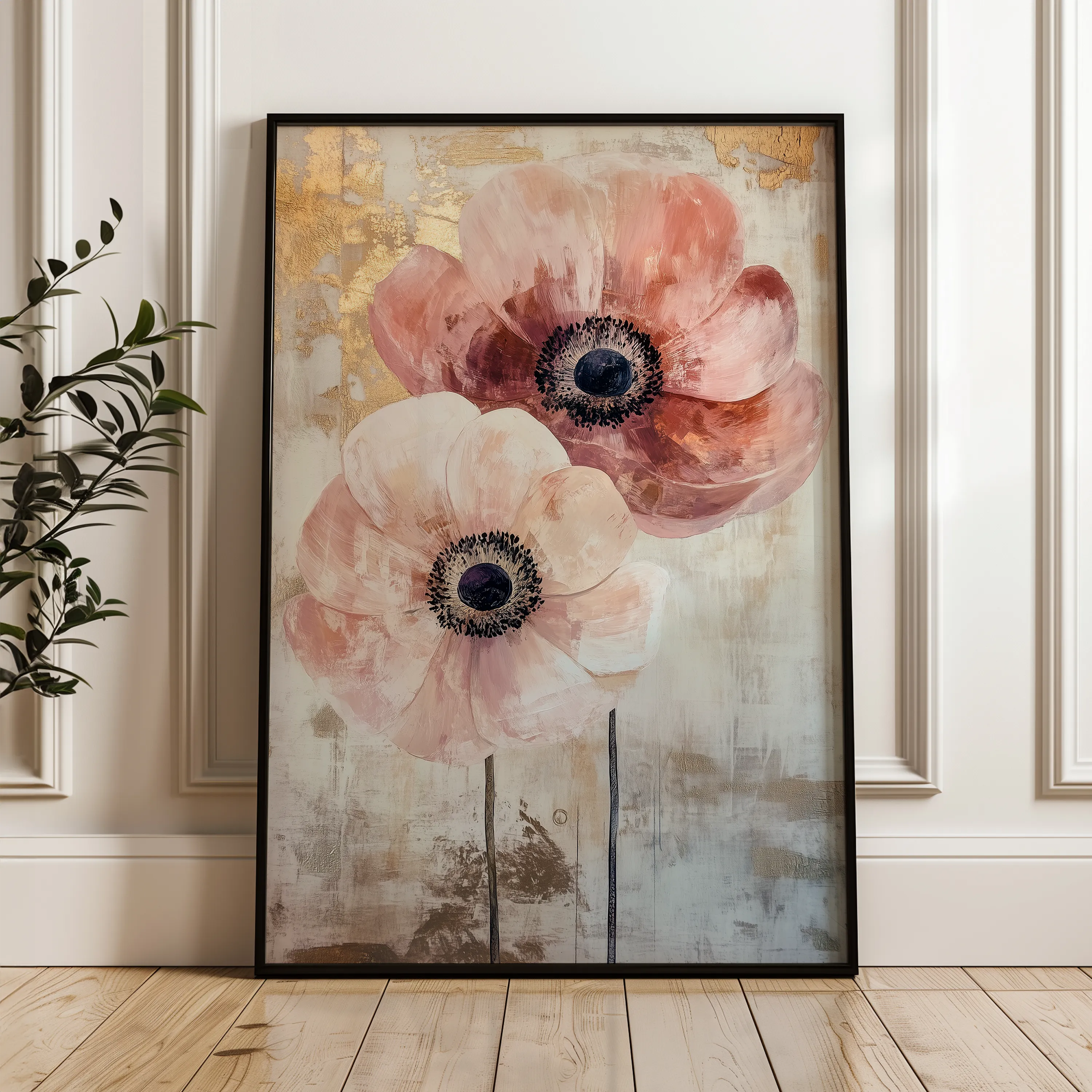 Floral 1396 Canvas Art 60 x 40 cm / Black