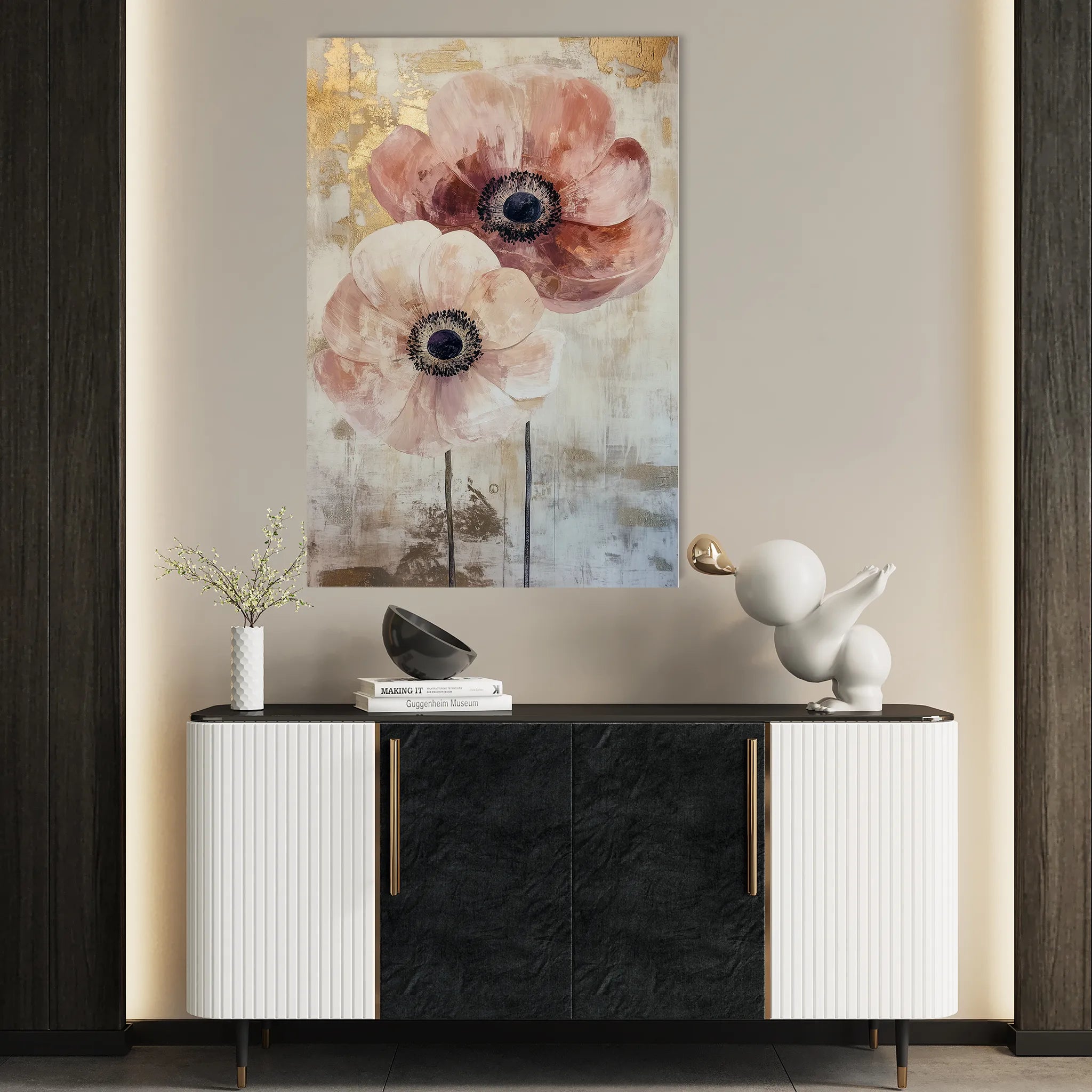 Floral 1396 Canvas Art 60 x 40 cm / Black