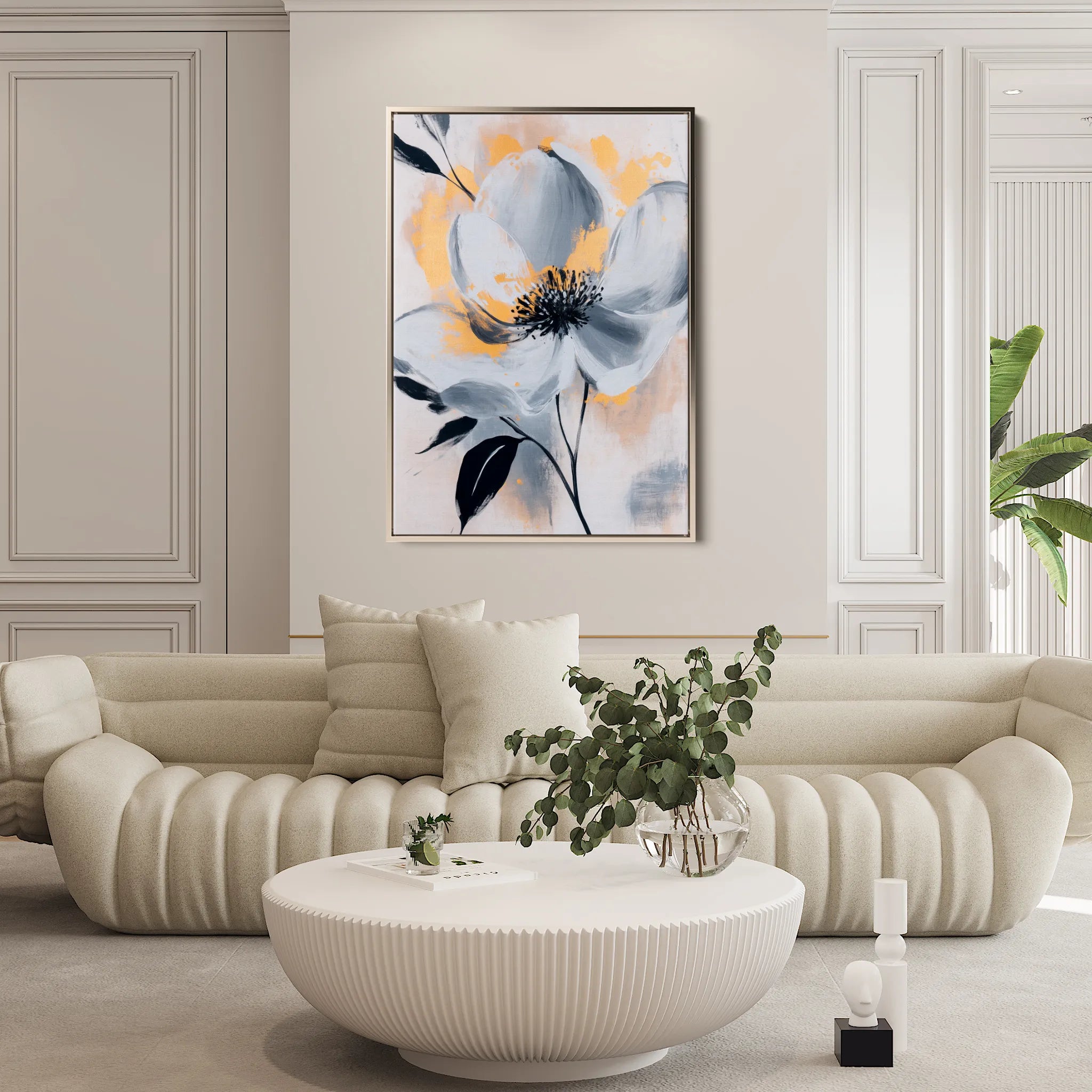 Floral 1397 Canvas Art 60 x 40 cm / Black