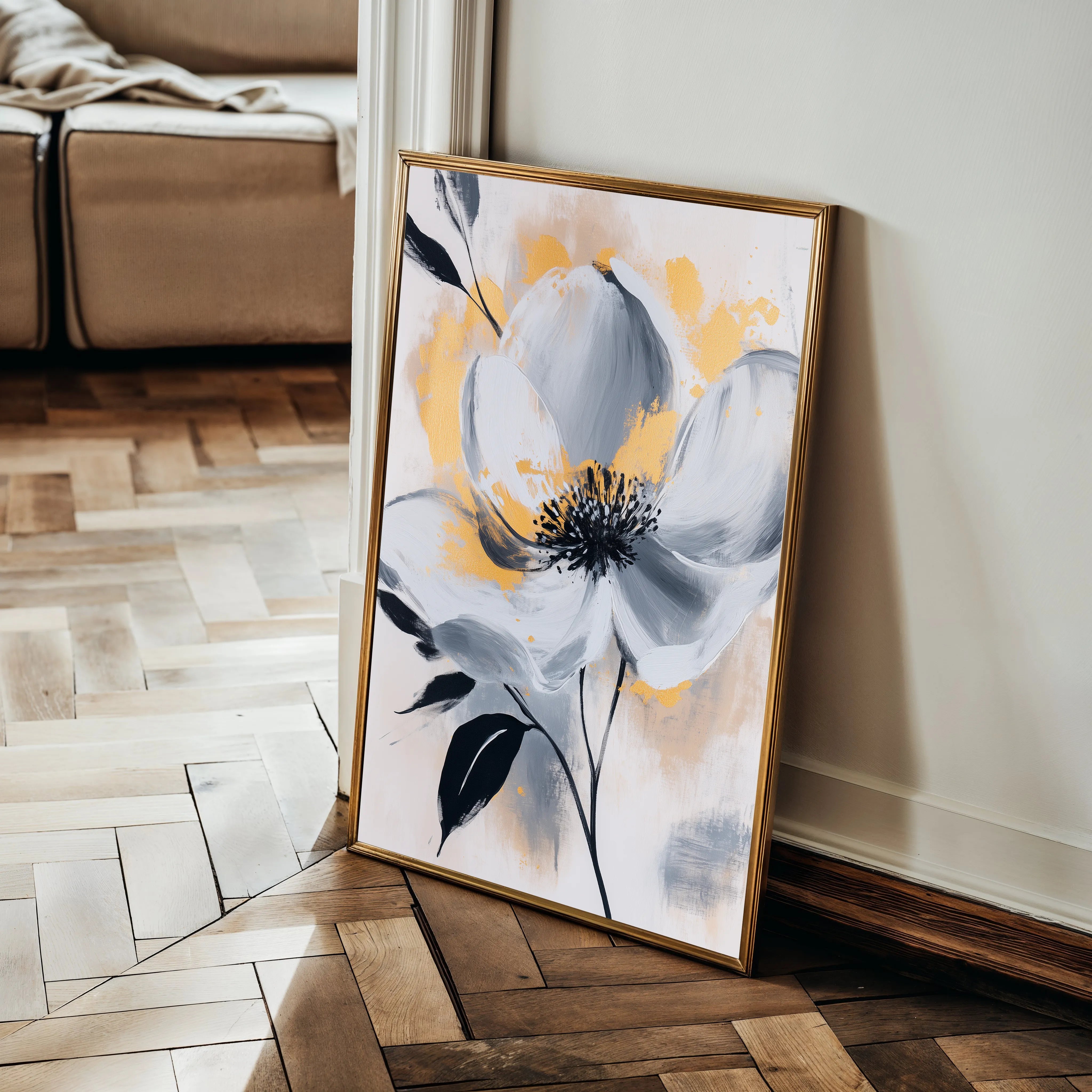 Floral 1397 Canvas Art 60 x 40 cm / Black
