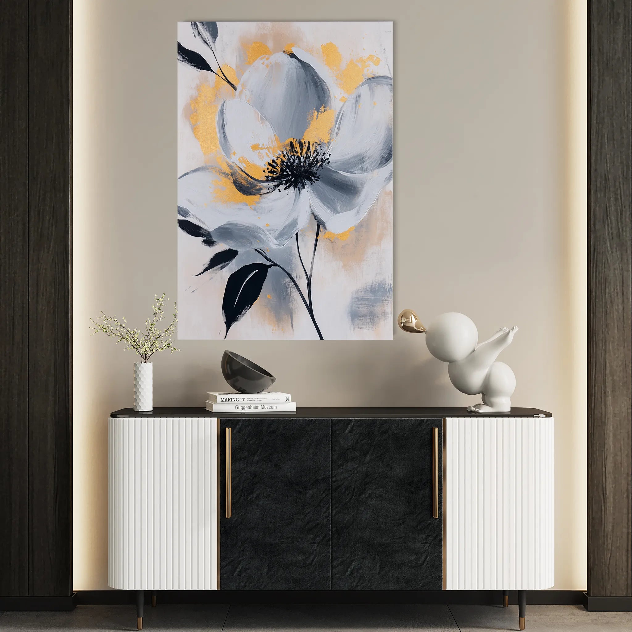 Floral 1397 Canvas Art 60 x 40 cm / Black