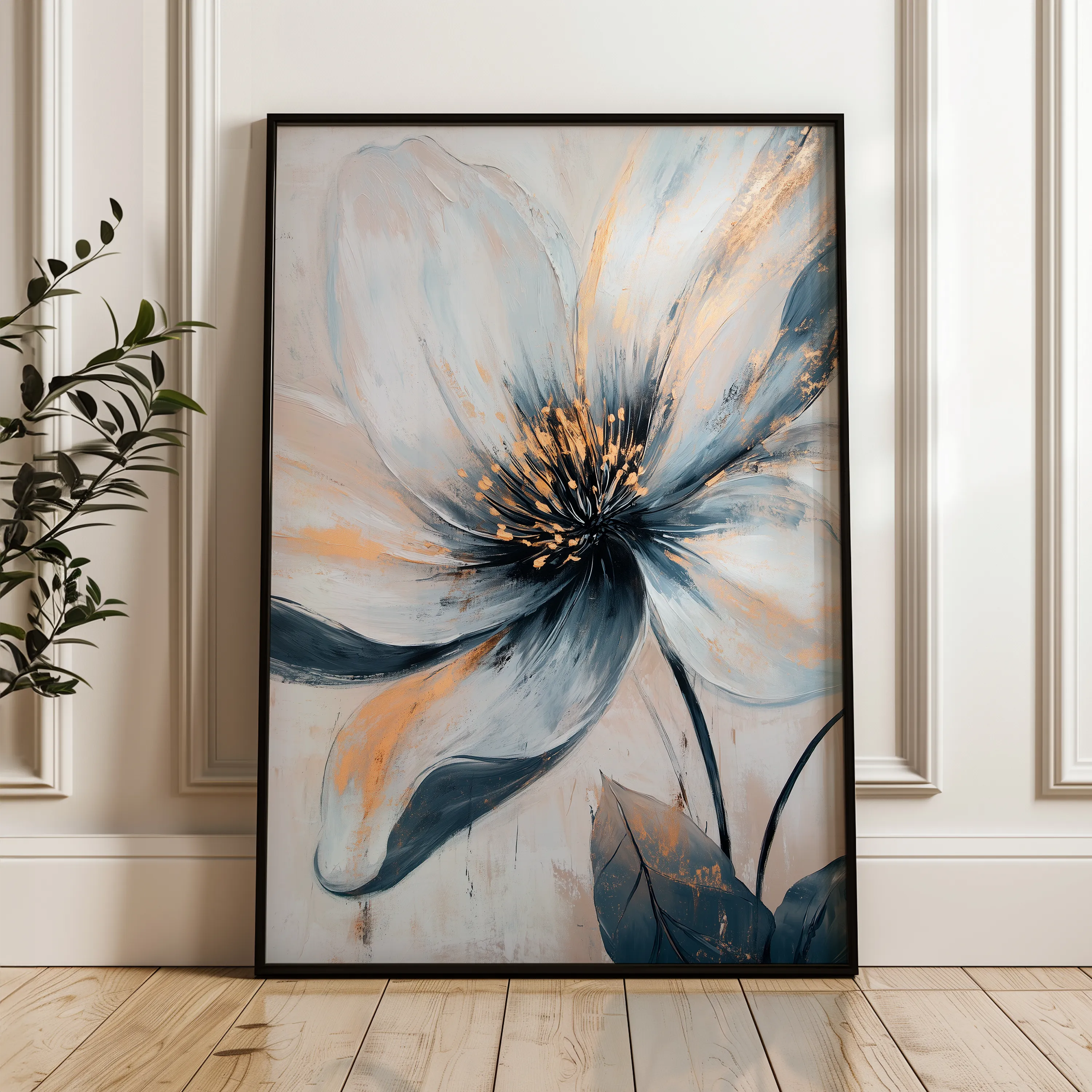 Floral 1398 Canvas Art 60 x 40 cm / Black