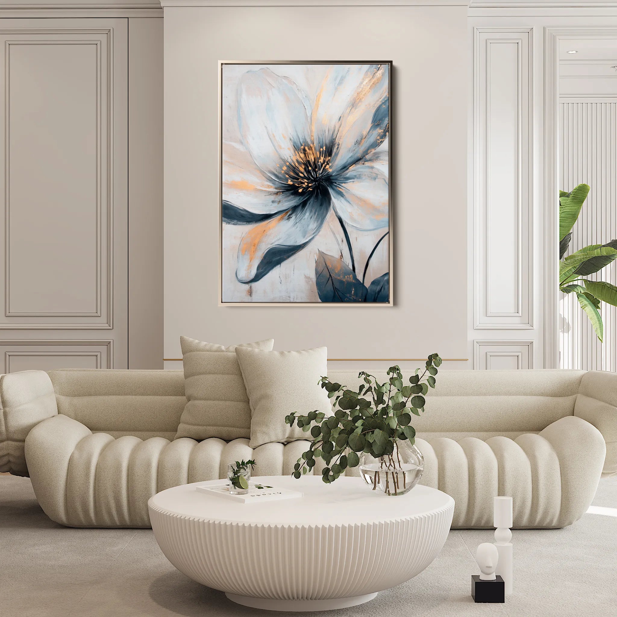 Floral 1398 Canvas Art 60 x 40 cm / Black