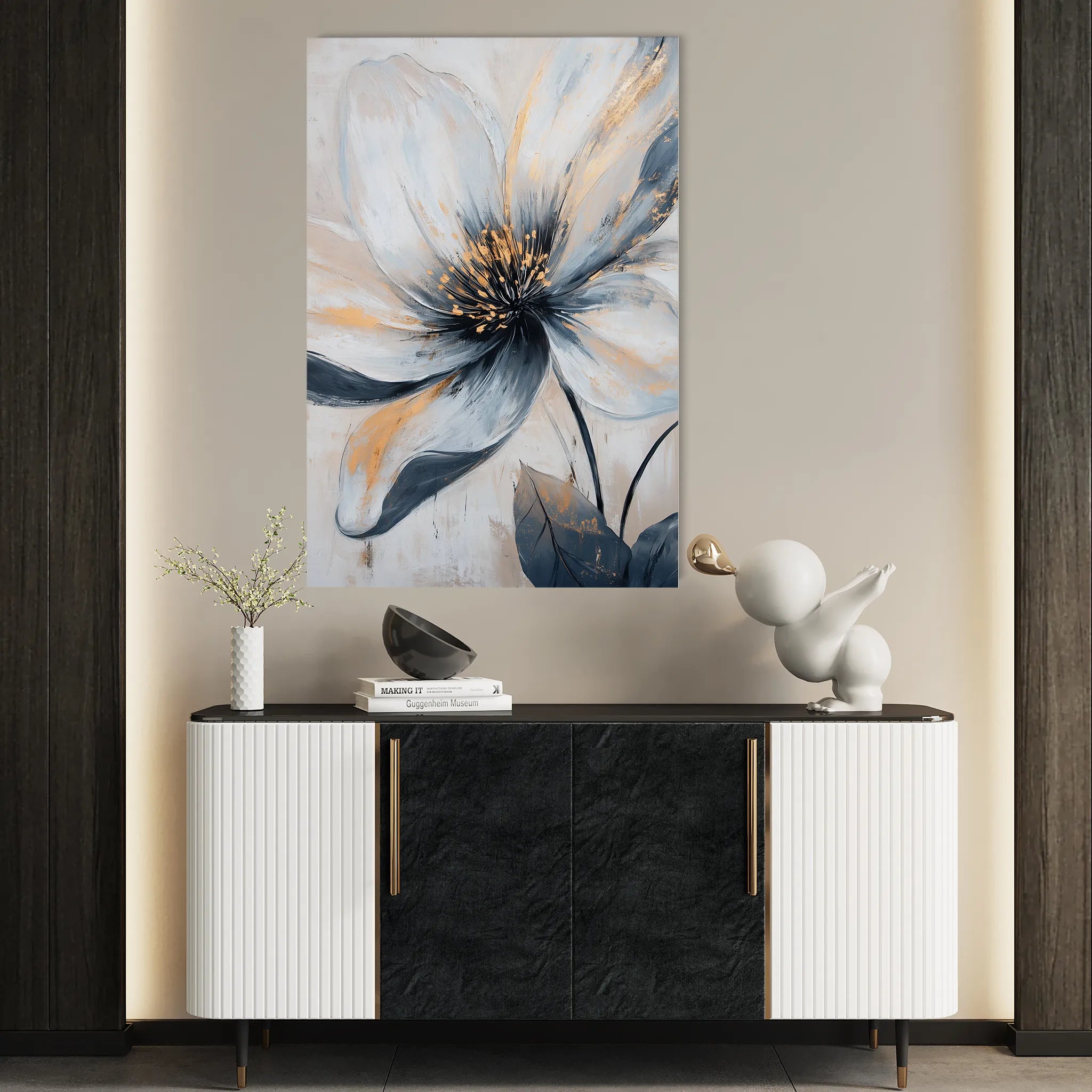 Floral 1398 Canvas Art 60 x 40 cm / Black