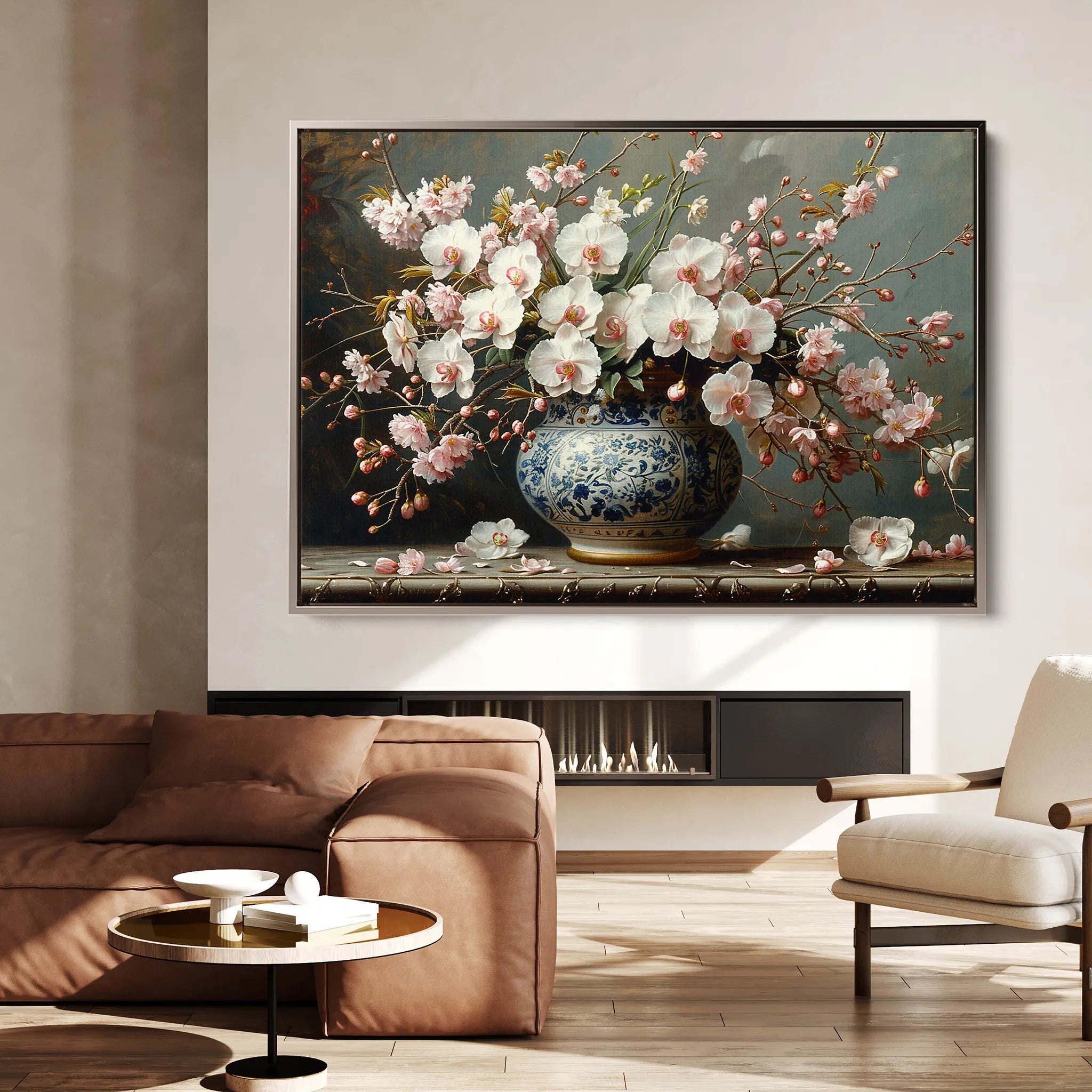 Floral 140 Canvas Art 60 x 40 cm / Black