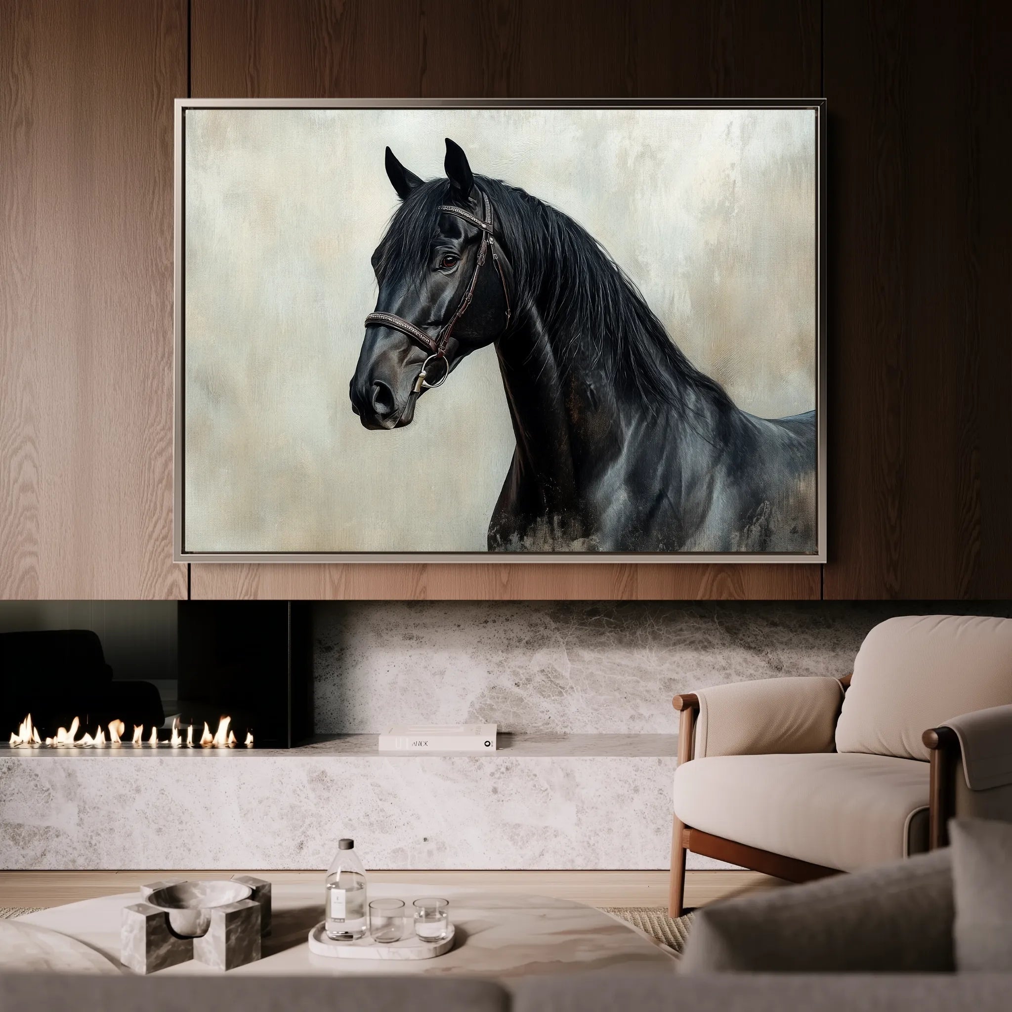 Horses 140 Canvas Art 60 x 40 cm / Black