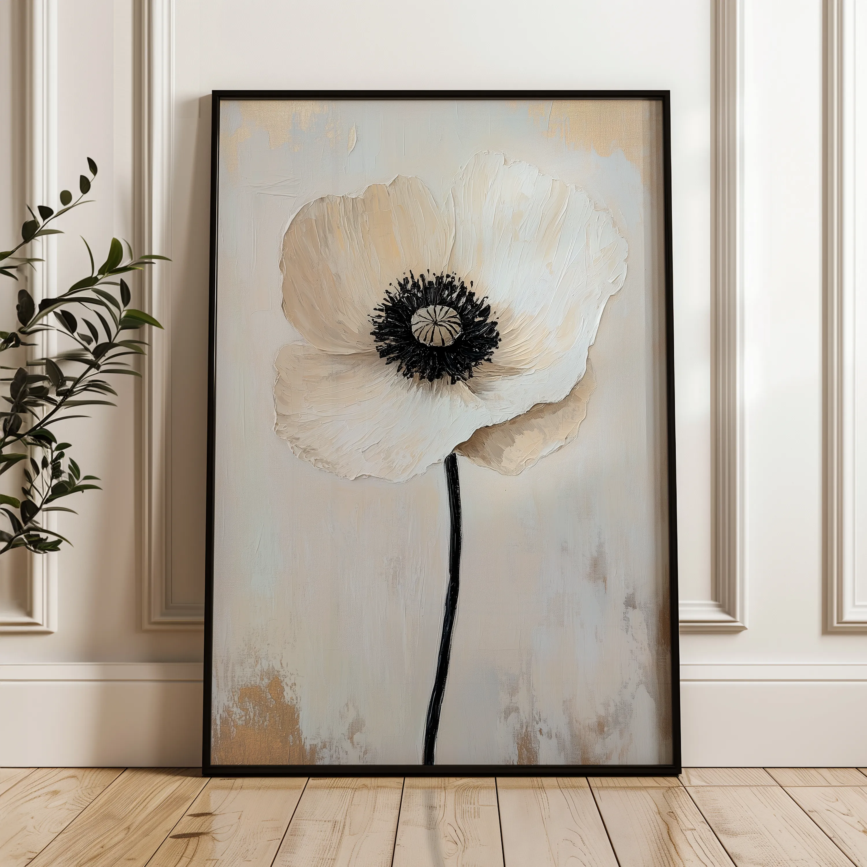 Floral 1400 Canvas Art 60 x 40 cm / Black