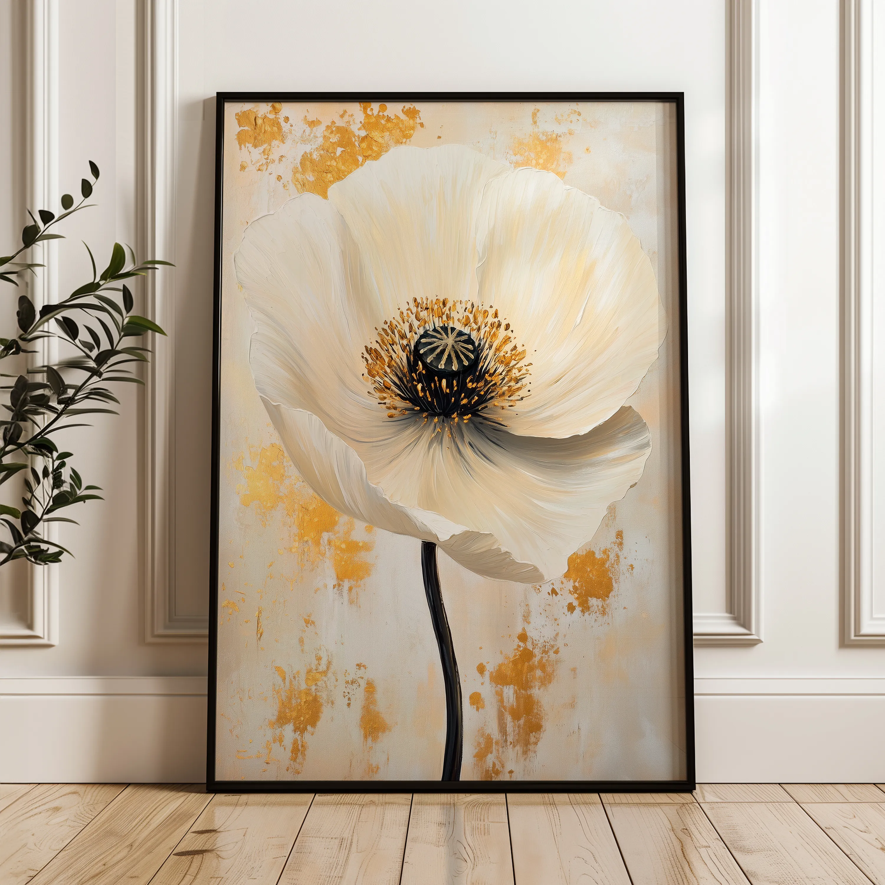 Floral 1401 Canvas Art 60 x 40 cm / Black