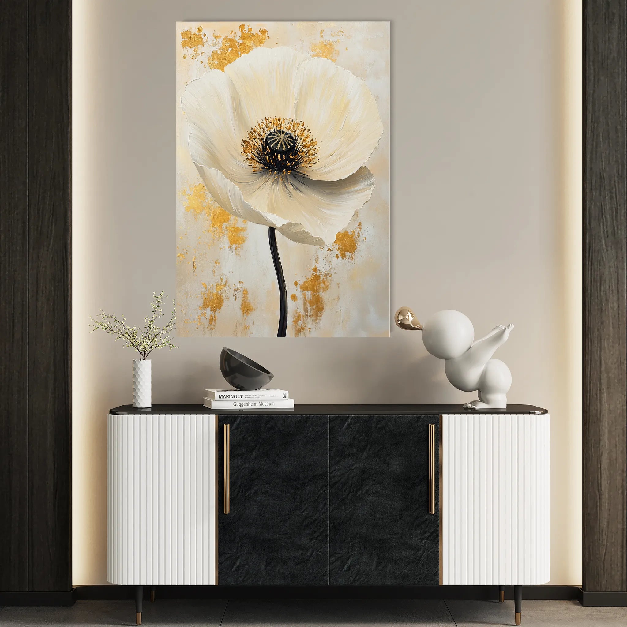 Floral 1401 Canvas Art 60 x 40 cm / Black
