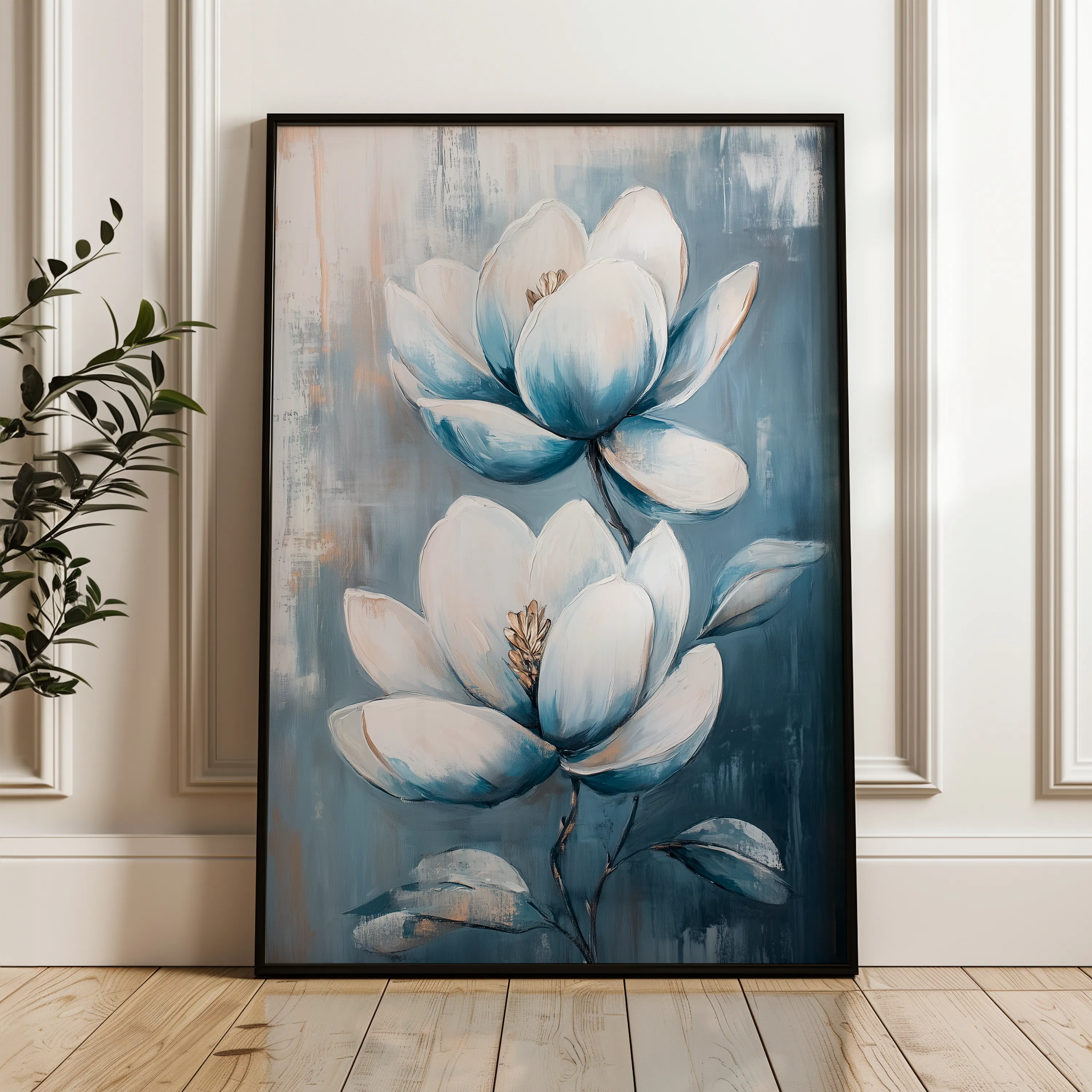 Floral 1402 Canvas Art 60 x 40 cm / Black
