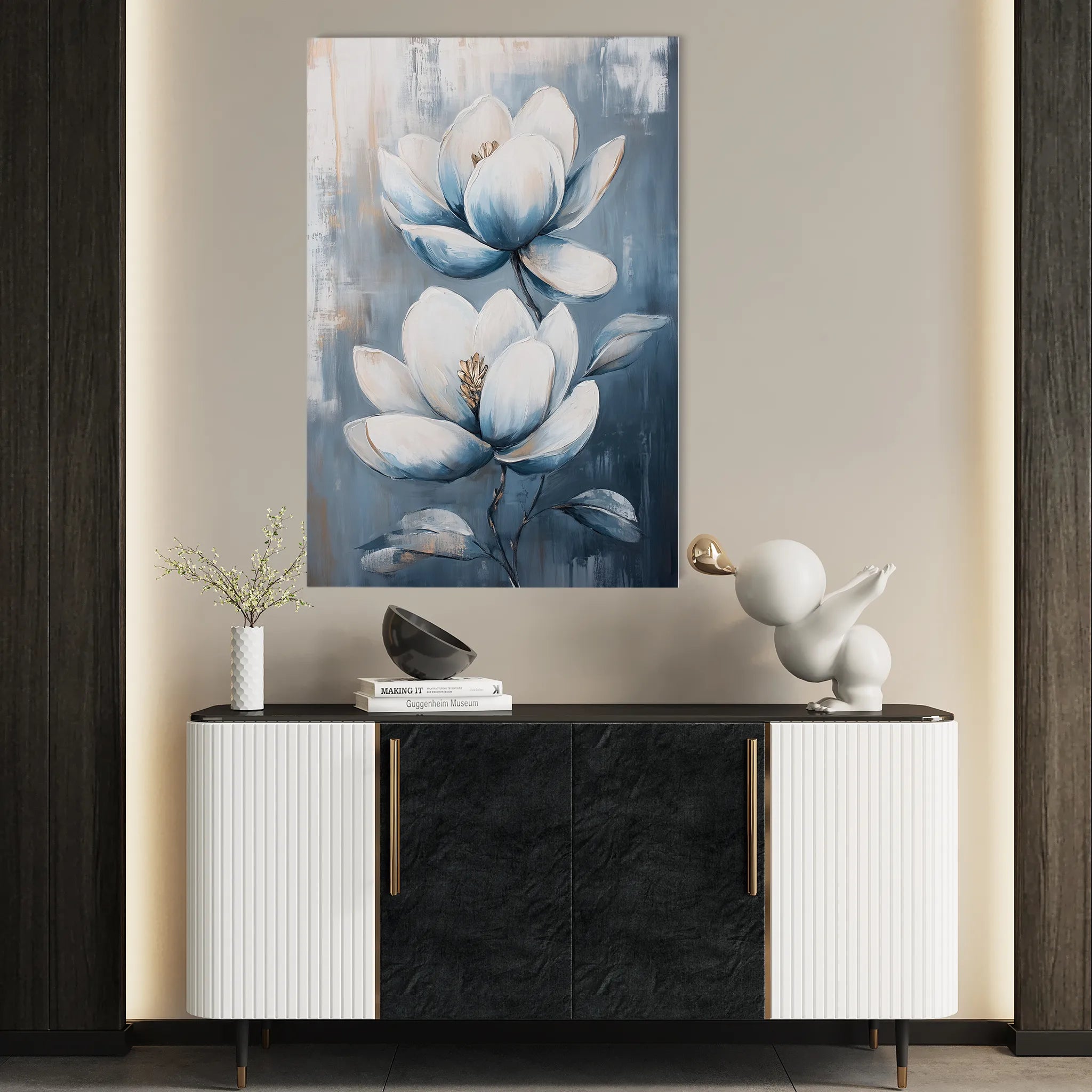 Floral 1402 Canvas Art 60 x 40 cm / Black