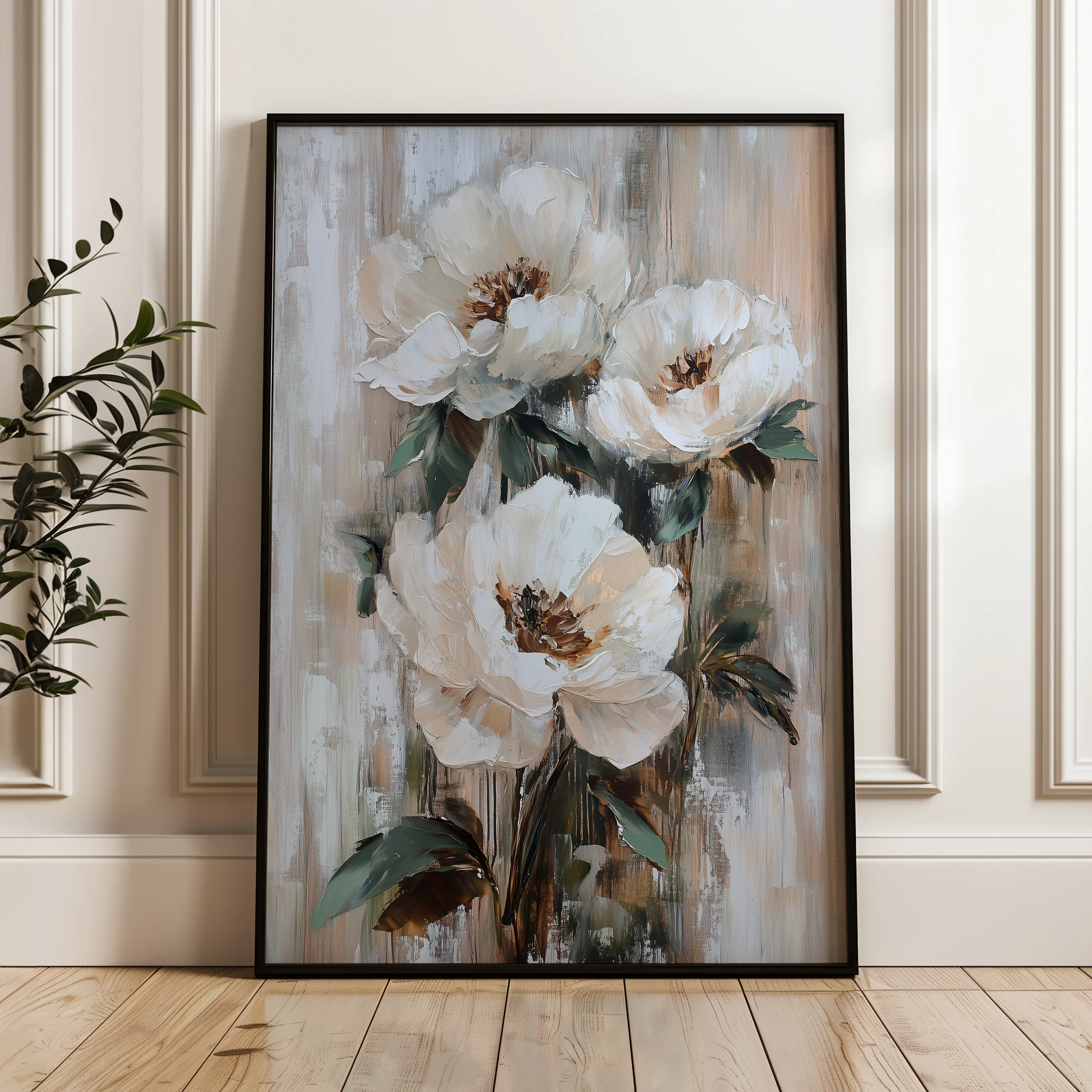 Floral 1403 Canvas Art 60 x 40 cm / Black