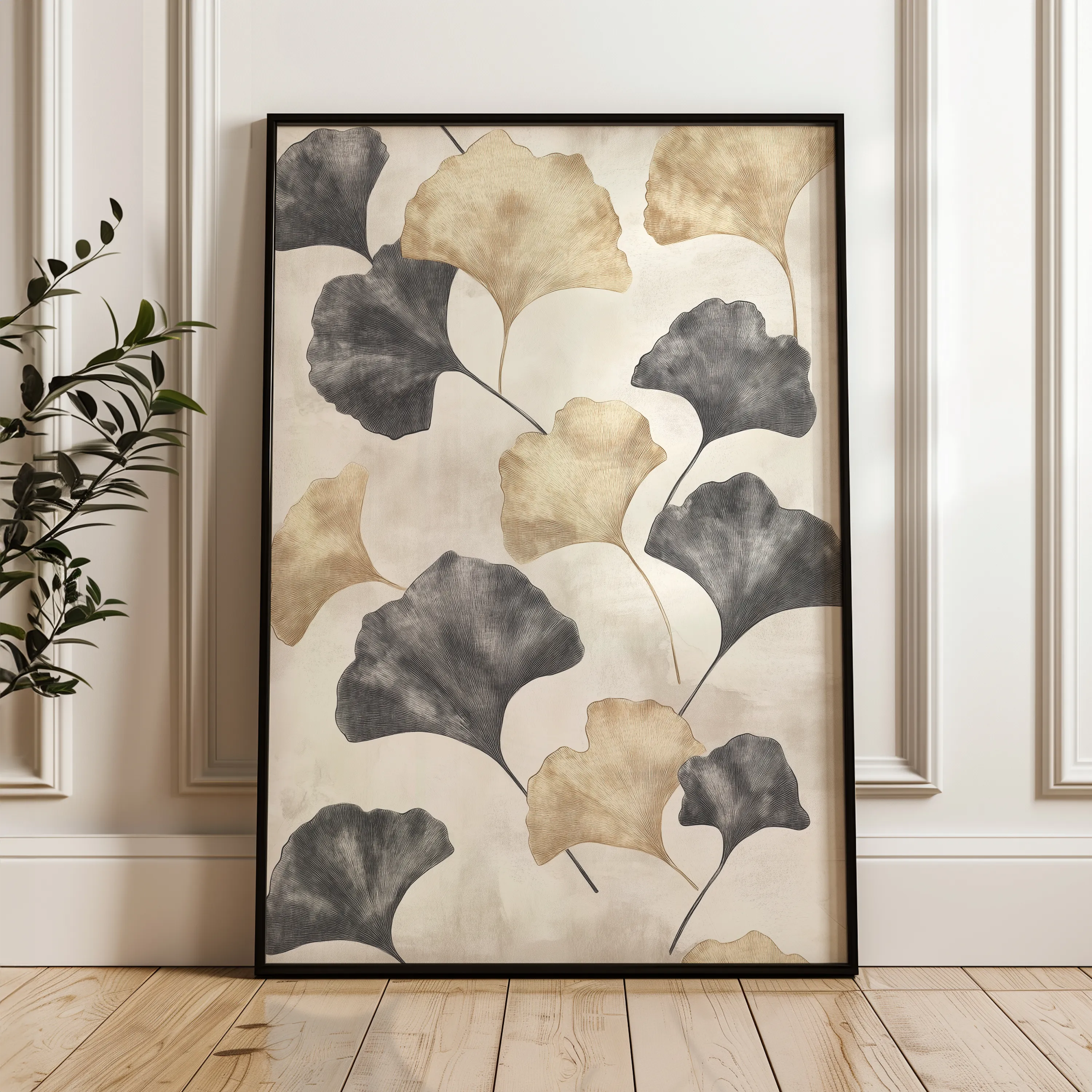 Floral 1404 Canvas Art 60 x 40 cm / Black