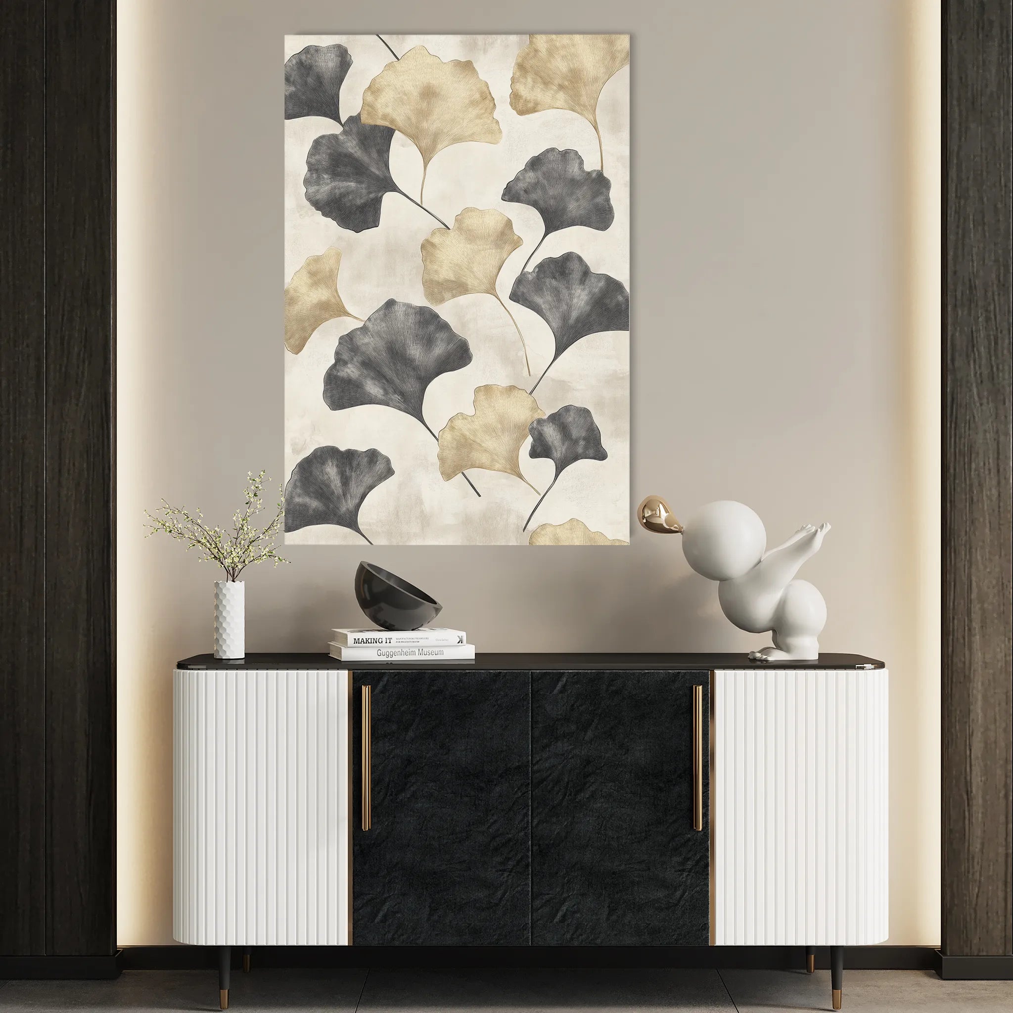 Floral 1404 Canvas Art 60 x 40 cm / Black
