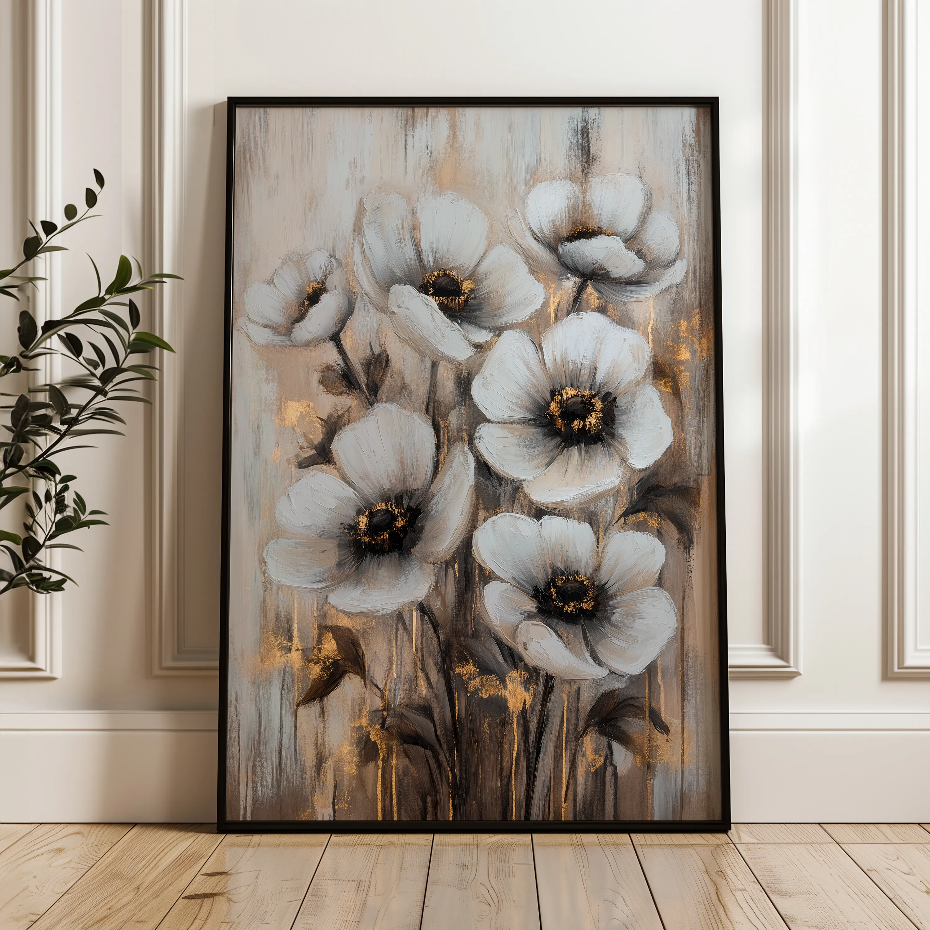 Floral 1405 Canvas Art 60 x 40 cm / Black