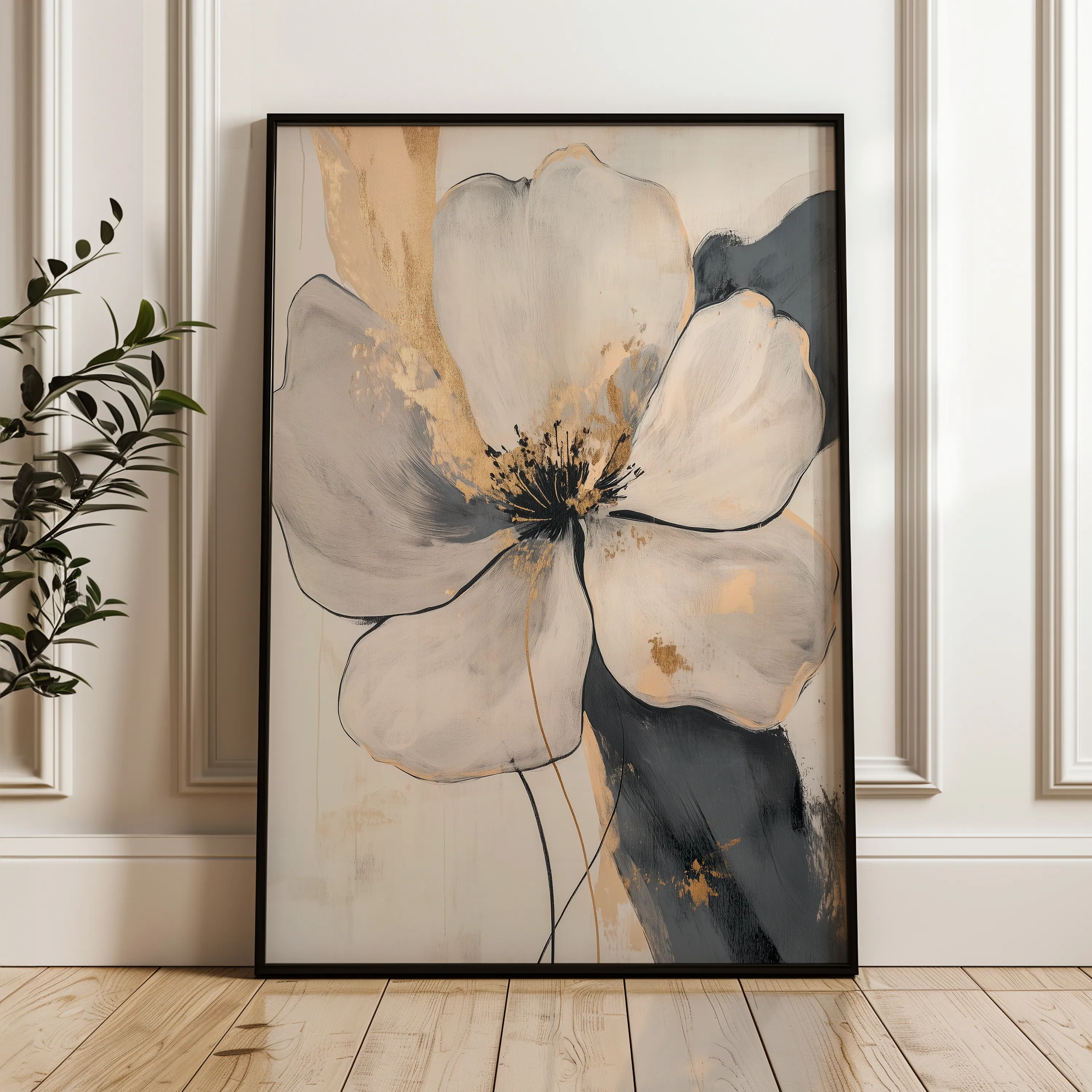 Floral 1406 Canvas Art 60 x 40 cm / Black